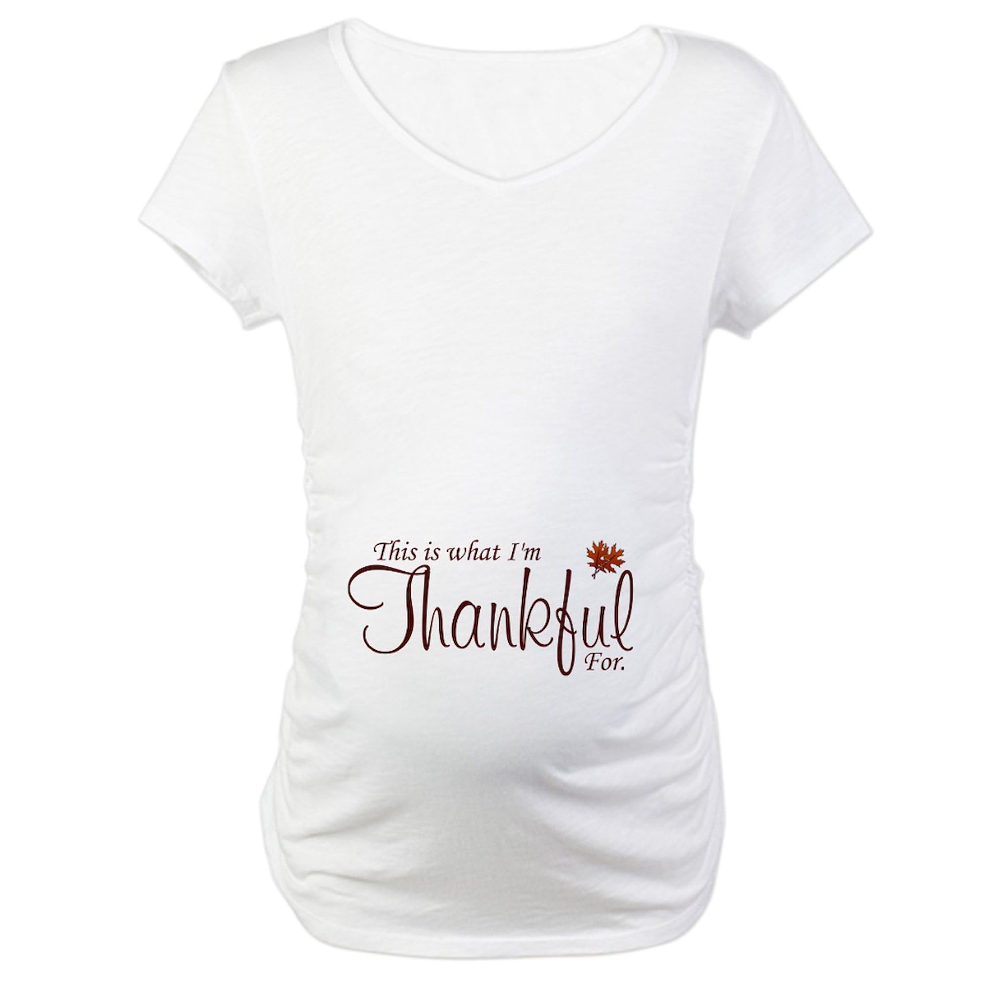 Thankful Maternity T-Shirt for Women - Stretch Ruched Side Pregnancy Tee - Comfortable & Stylish for Baby Showers, Maternity Photos & Everyday Wear