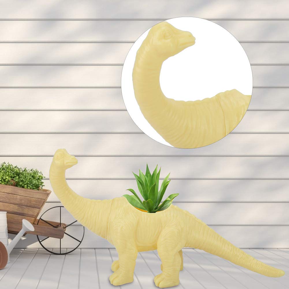 Dinosaur Succulent Planter Pot - Cute Animal Flower Pot for Cactus & Succulents, Yellow Home & Garden Decor for Indoor Plants, Windowsill, Office Desk Decor