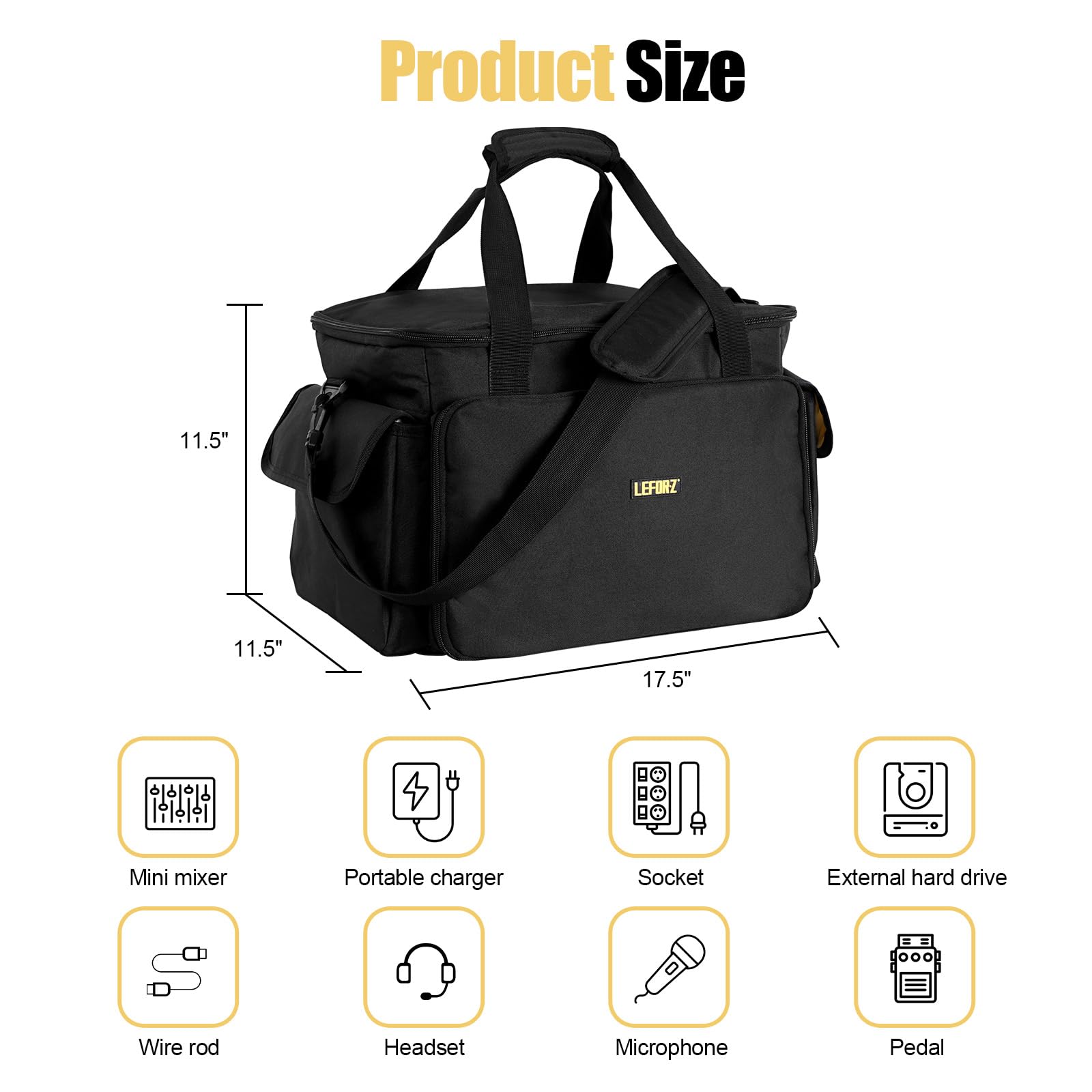 Professional DJ Gear Bag with Detachable Dividers - Travel Music Organizer for Equipment & Accessories | Stage & Studio Use
