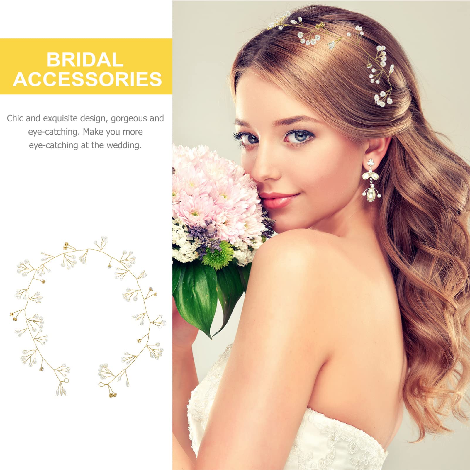 Lurrose Pearl Bridal Hair Vine – Elegant Wedding Hair Accessories for Brides, Bridesmaids & Prom | Headband Hair Jewelry for Weddings, Parties & Special Occasions