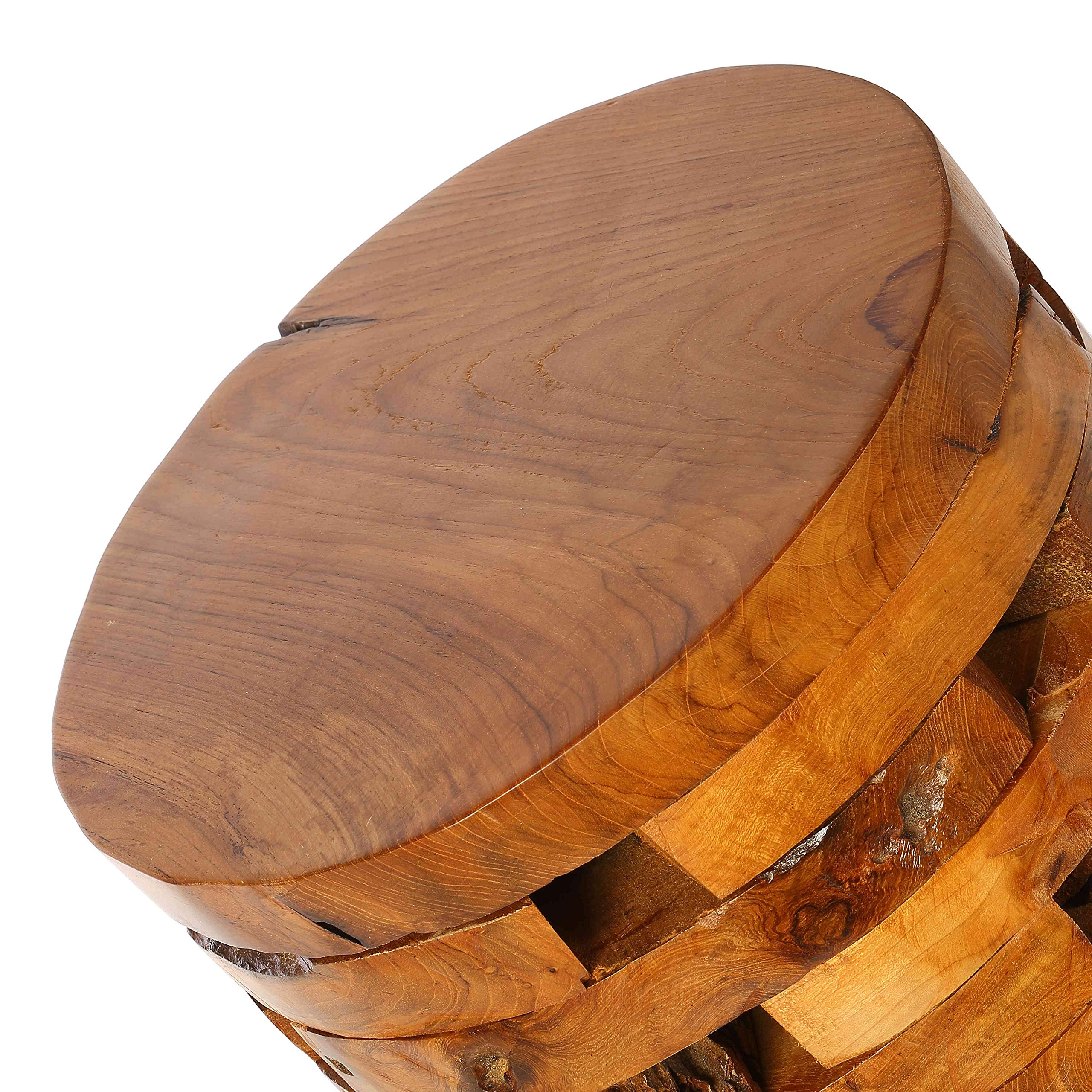 Bare Decor Stonehenge Solid Teak Wood Accent Table - Handcrafted Natural Wood Side Table for Living Room, Bedroom & Office Decor