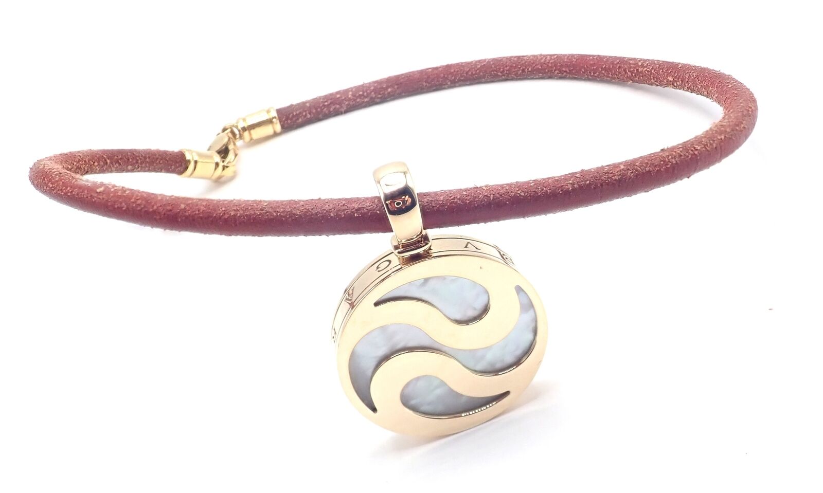 Bvlgari Bulgari Optical Illusion 18K Gold Steel Spinning Mother of Pearl Pendant Necklace for Women - Elegant Jewelry Gift for Anniversary, Birthday & Special Occasions