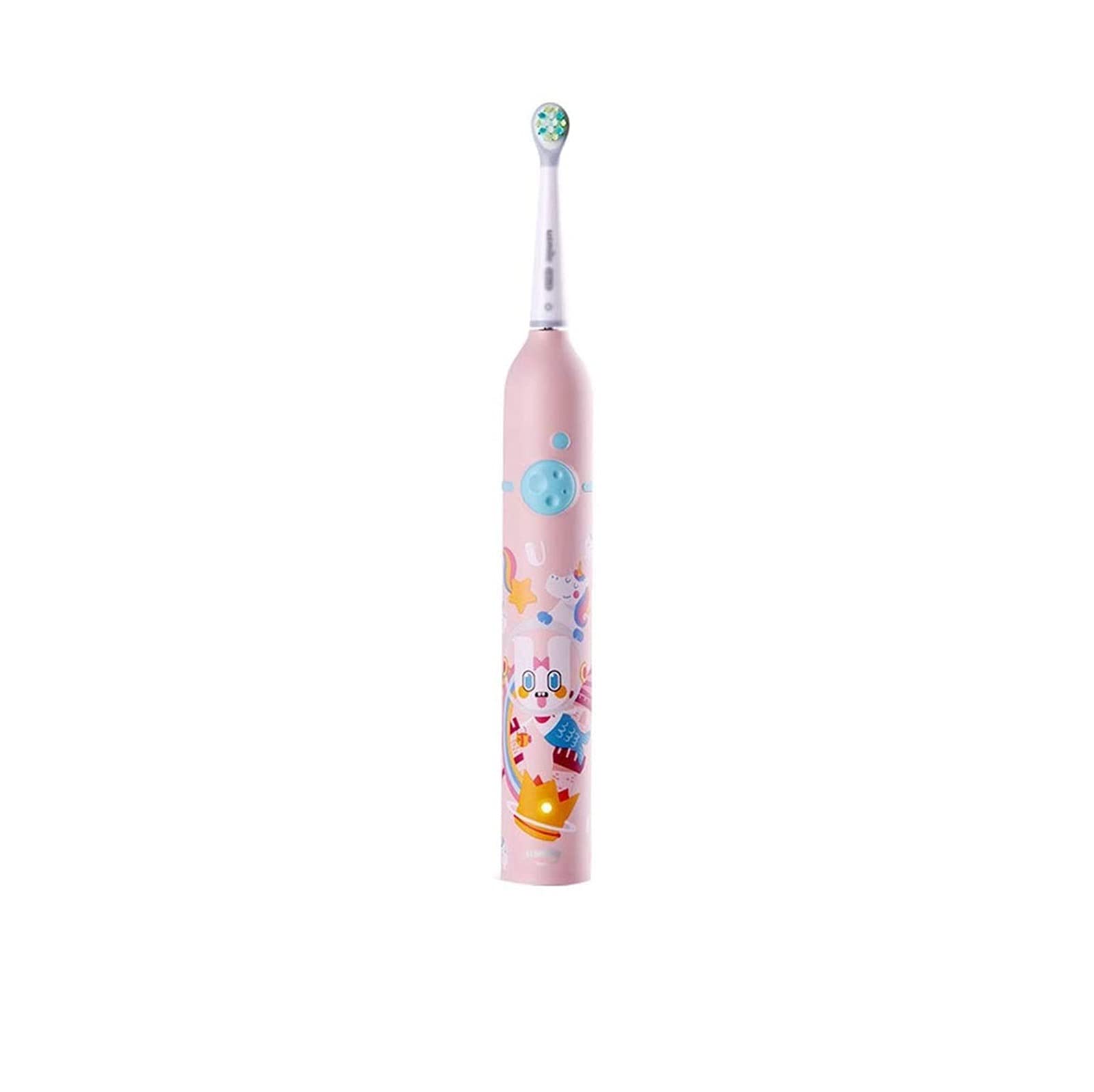 KSDCDF Kids Electric Toothbrush - Soft Bristles, Rechargeable, Timer & 2 Brush Heads - Pink (Ideal for Children's Daily Oral Care & Travel)