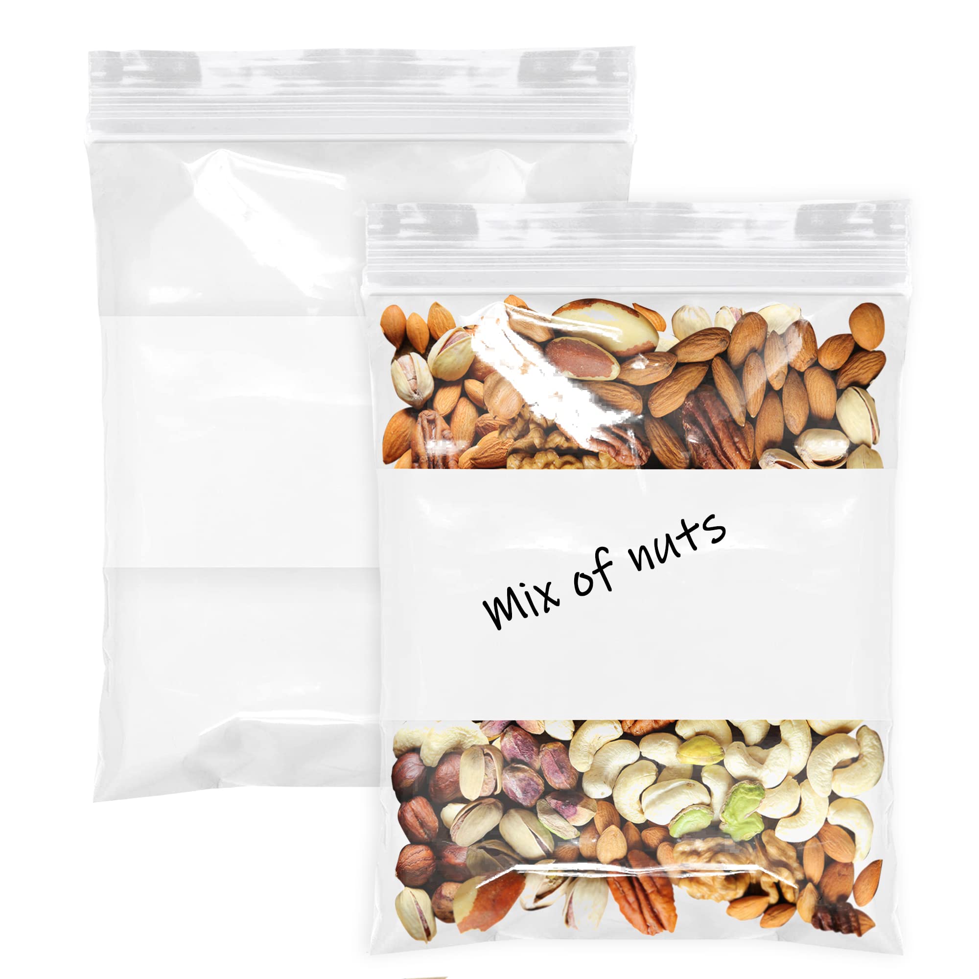 APQ 500-Pack White Block Zipper Bags 9x12 Inches - 6 Mil Ultra Thick Reclosable Poly Bags for Pills, Food Storage & Industrial Use | Perfect for Organizing, Packing & Storing Medications, Snacks & Small Items