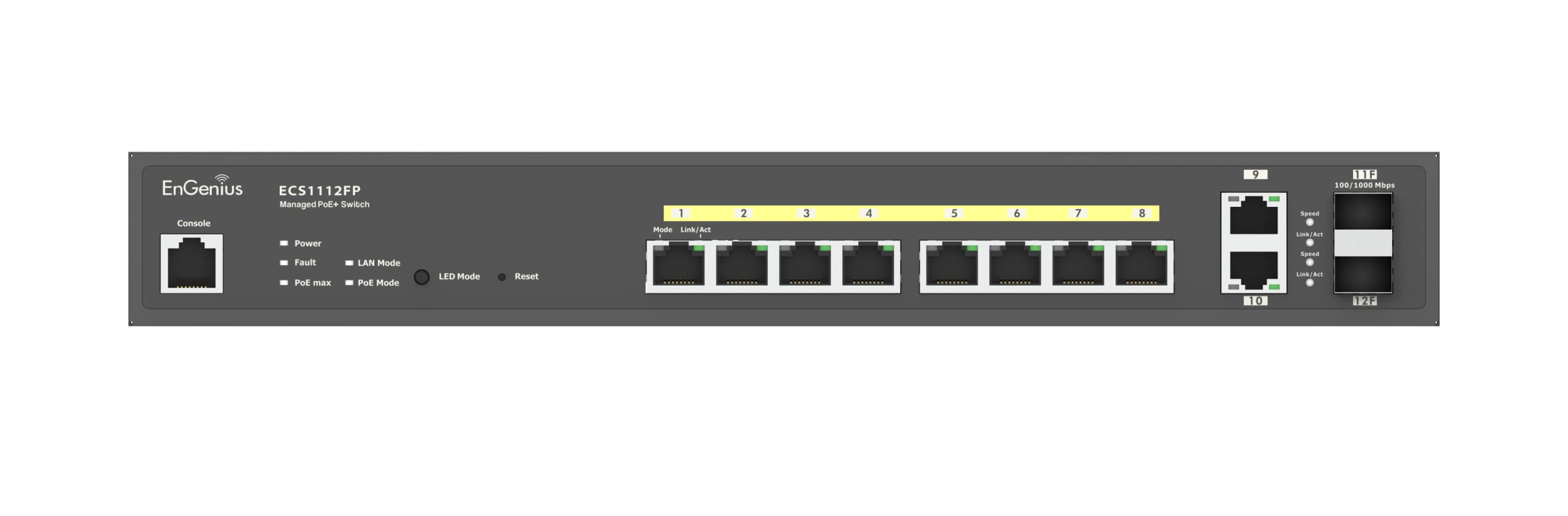 EnGenius Cloud ECS1112FP 8-Port Gigabit PoE+ Switch with 120W Power Budget - Ideal for Home Office, Small Business Network & IP Camera Systems