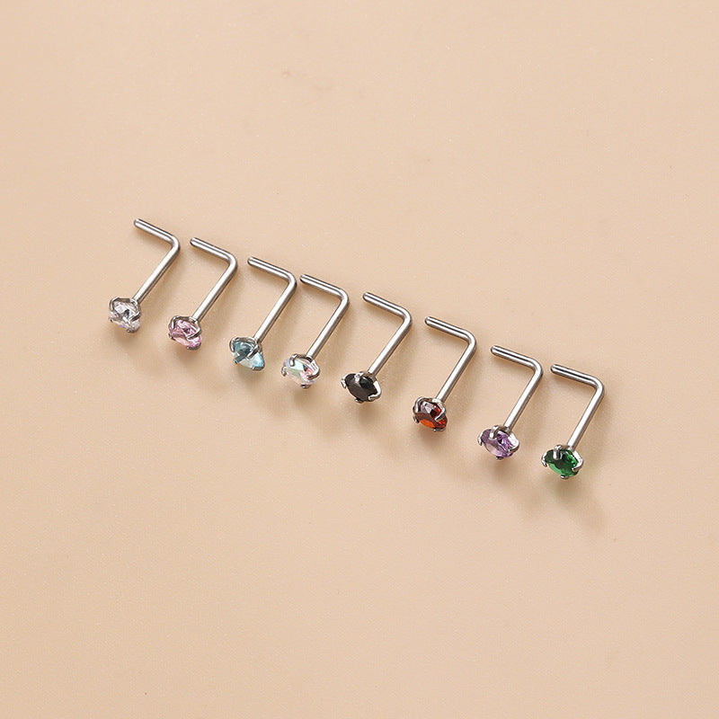 20G Surgical Steel L Bend Small Nose Stud - Hypoallergenic Nose Ring for Sensitive Skin | Perfect for Everyday Wear, Piercing Healing & Fashion Jewelry (HSPJ819)