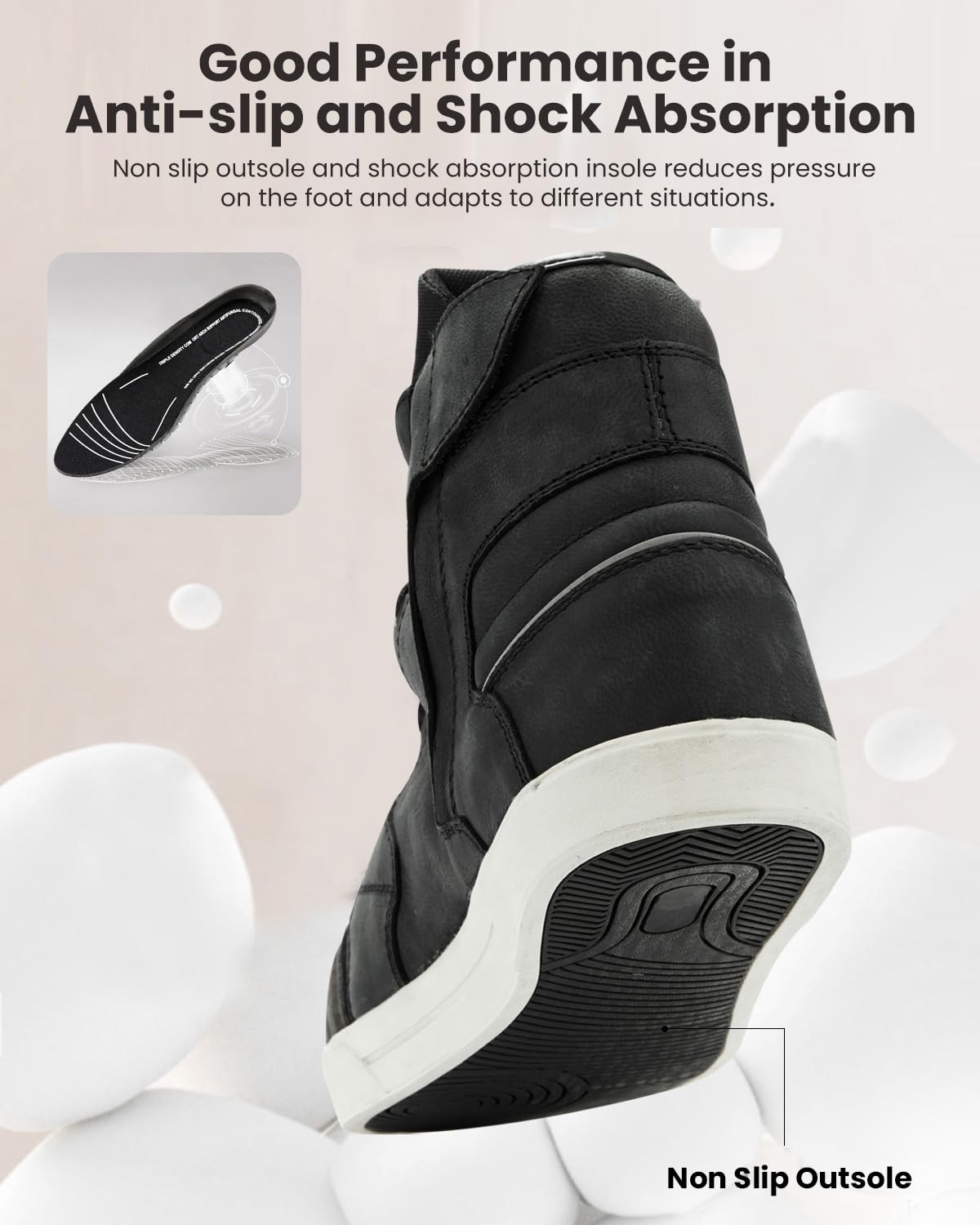 ILM Men's Motorcycle Riding Shoes - Anti-Slip Leather Waterproof Breathable Street Bike Boots - Protective Gear for Urban Commuting & Long Distance Rides (UB32)