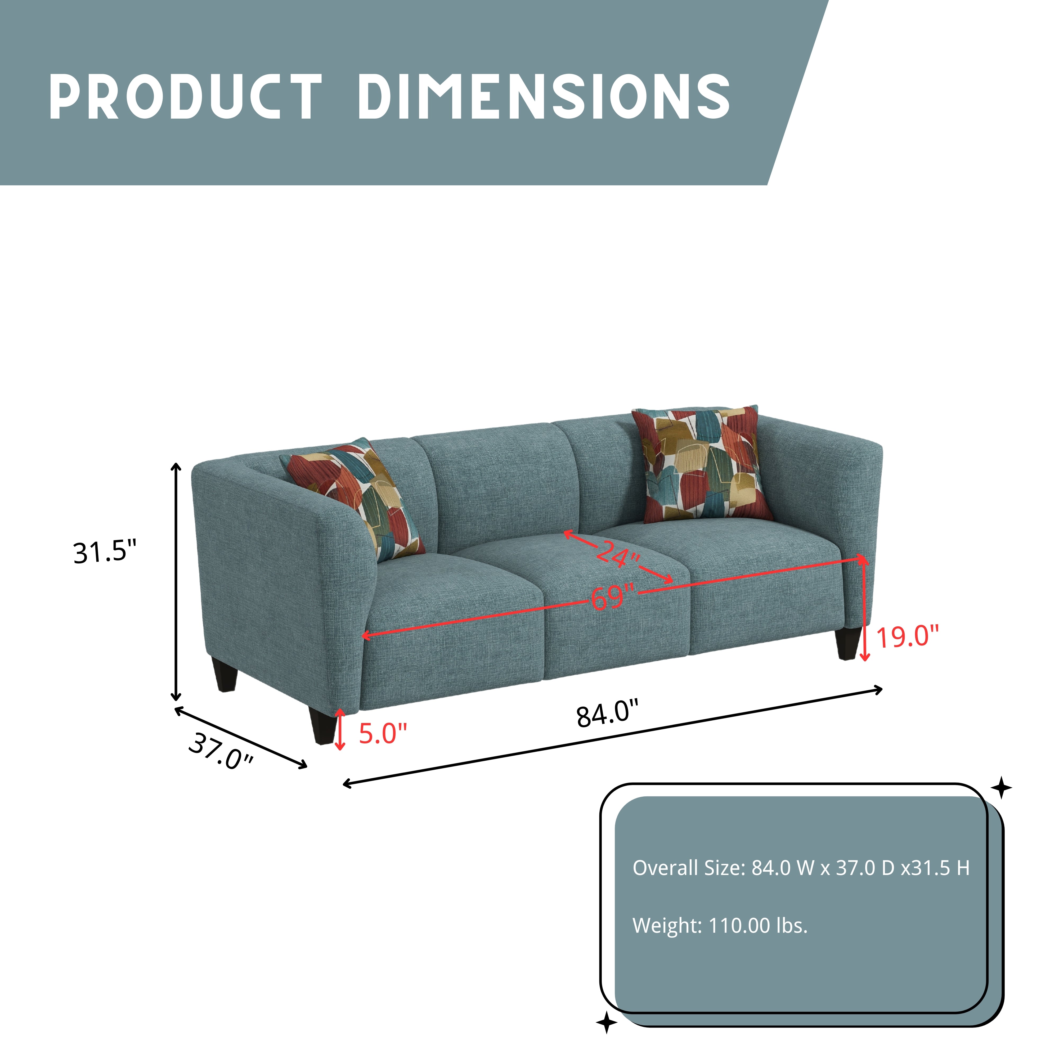 Roundhill Furniture Della Upholstered Sofa and Loveseat Set - Modern Living Room Furniture for Small Spaces | Perfect for Apartments, Condos & Cozy Homes
