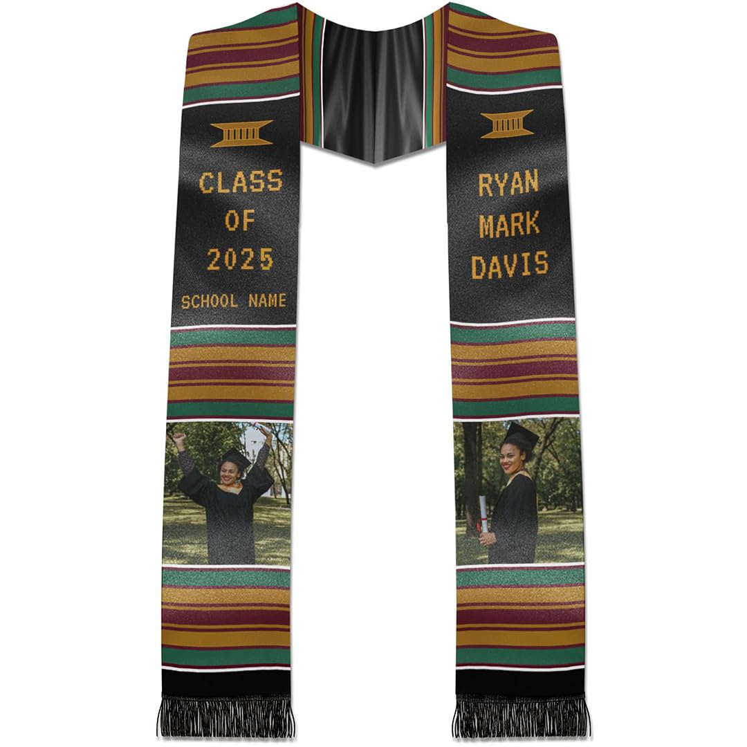 Custom Black Girl Magic Kente Graduation Stole 2025 - Personalized Mexico Graduation Sash for Women - Perfect for Graduation Ceremonies, Cultural Celebrations & School Events