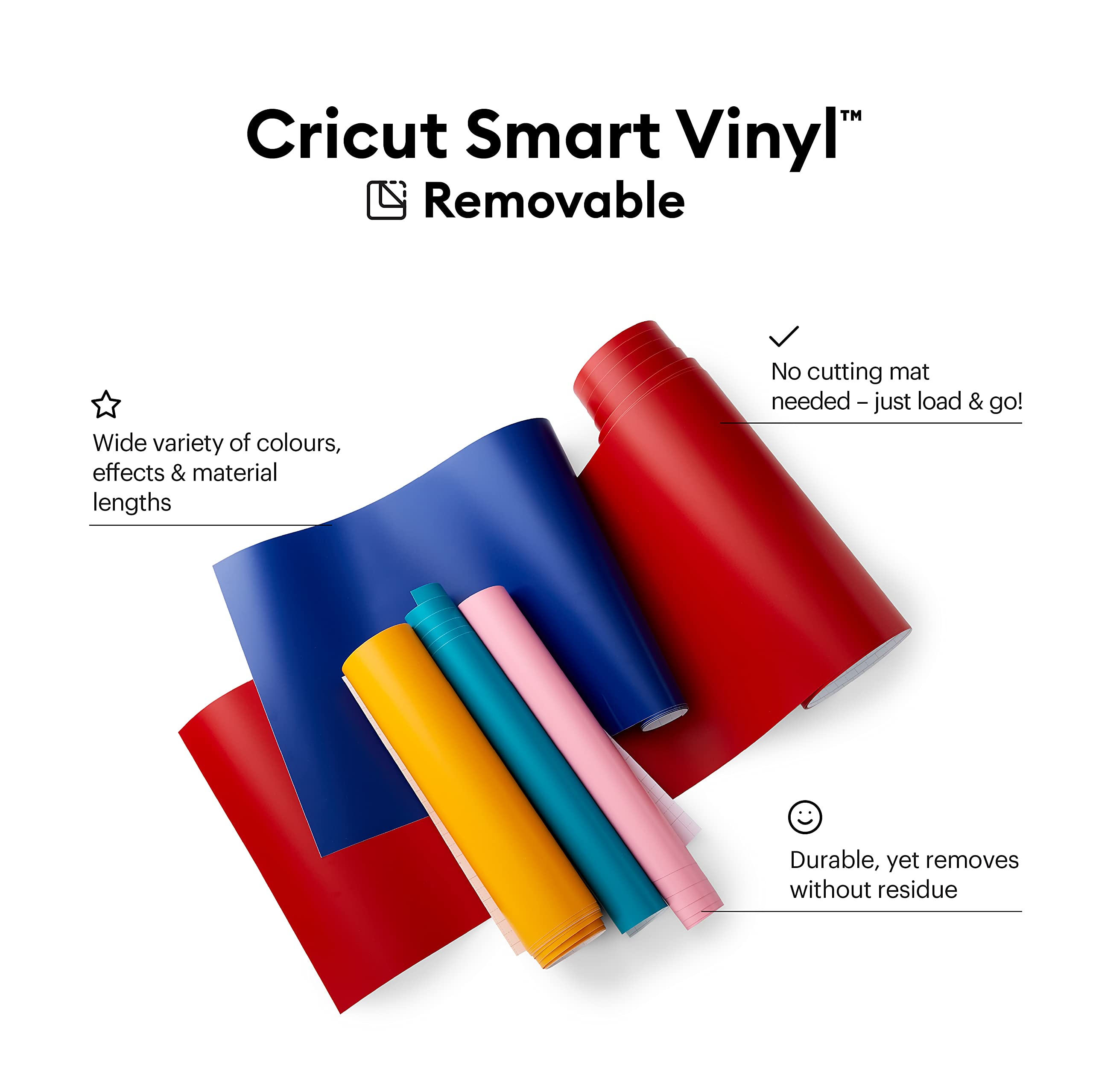 Cricut Smart Vinyl Removable - Party Pink | 0.9m (3ft) Self-Adhesive Vinyl Roll | Compatible with Cricut Explore 3 & Maker 3 | Perfect for DIY Crafts, Home Decoration & Party Decor