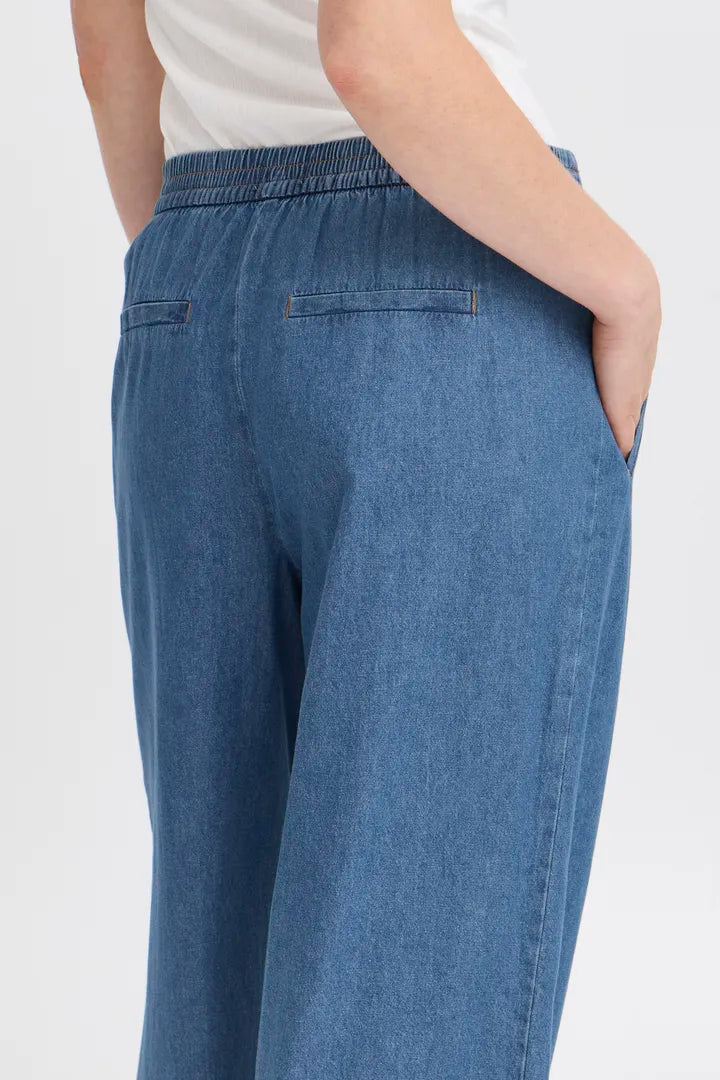 Archer Wide Leg Jeans for Women - Washed Medium Blue Denim Pants | High Waisted Comfort Fit | Casual & Boho Style for Everyday Wear