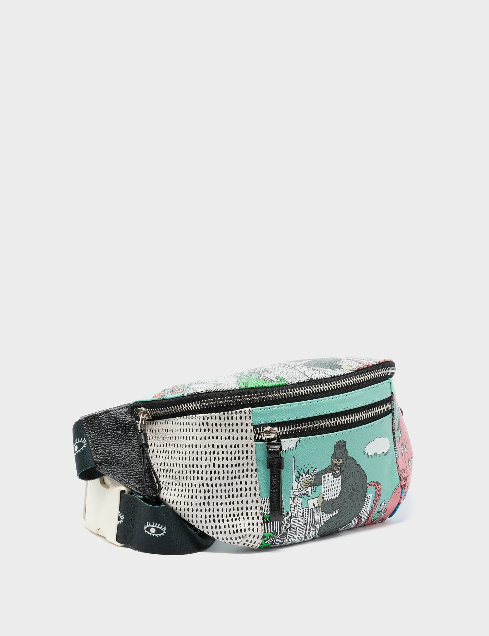Premium Harold Fanny Pack - Oceanic Leather with Hairy Harold Print - Stylish Waist Bag for Travel, Hiking & Outdoor Adventures