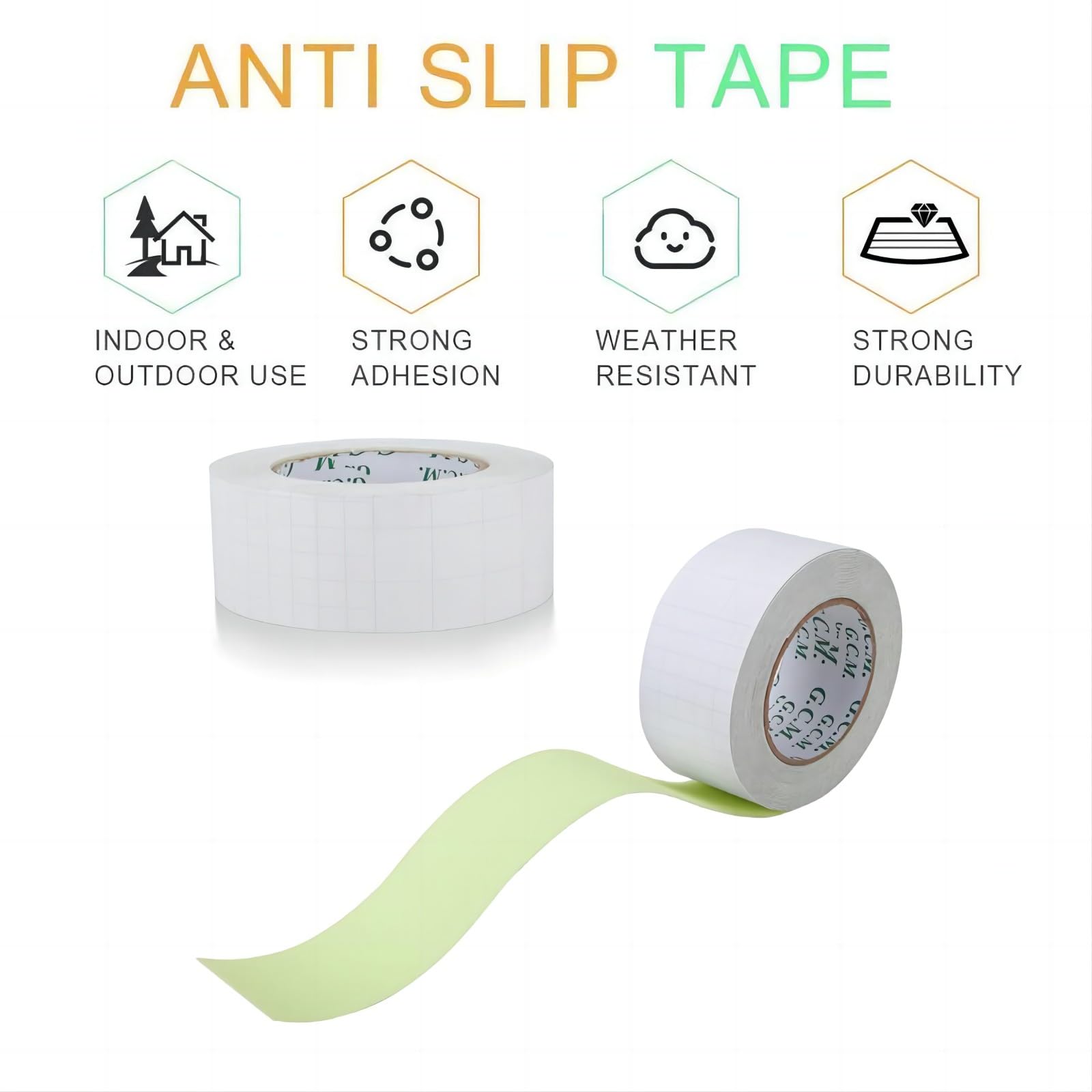 ZUEXT Glow in The Dark Anti-Slip Tape 2in x 30Ft - Waterproof Non-Slip Grip Friction Tape for Stairs, Steps & Ramps - Ideal for Indoor/Outdoor, Commercial & Industrial Use - Perfect for Stair Safety, Night Visibility & Wet Surface Traction