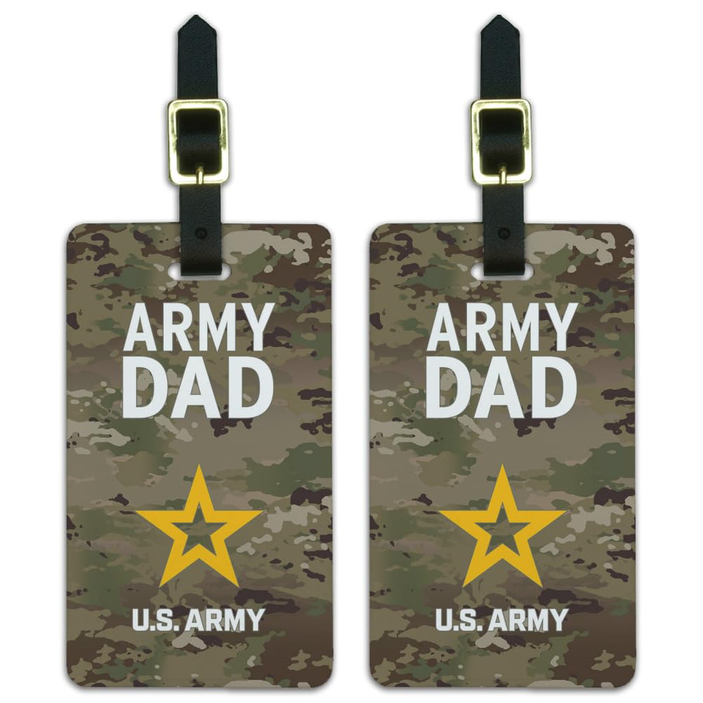 U.S. Army Dad Military-Themed Luggage ID Tags - Durable Suitcase Tags for Carry-On Bags (Set of 2) - Perfect for Travel, Deployment & Military Family Gifts