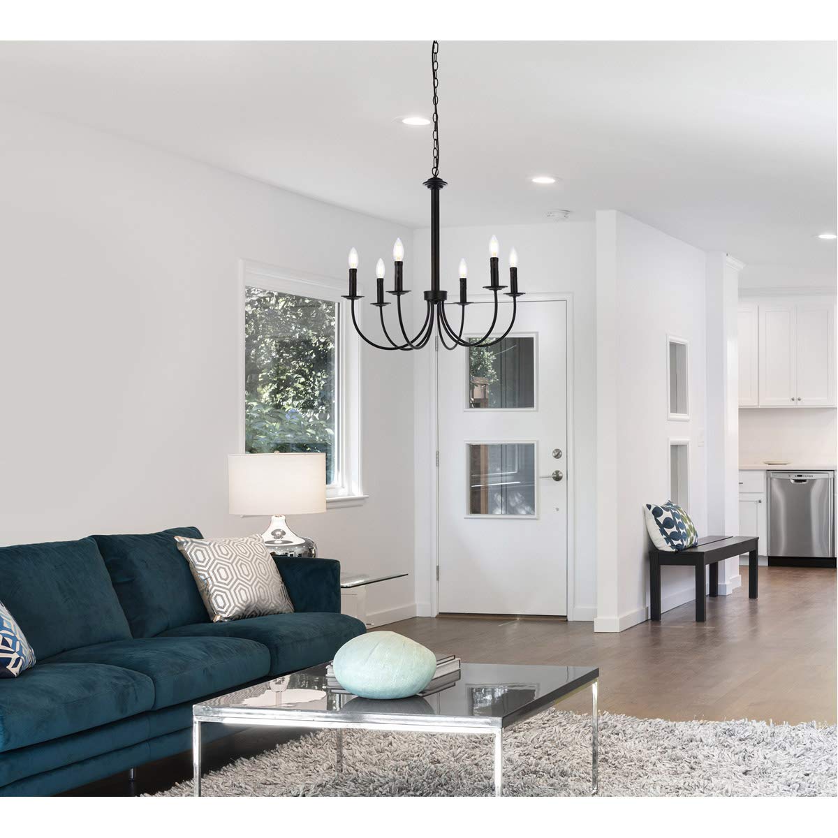 Black Brielle 6-Light Modern Ceiling Pendant - Indoor Home Decor for Living Room, Dining Room & Bedroom Lighting