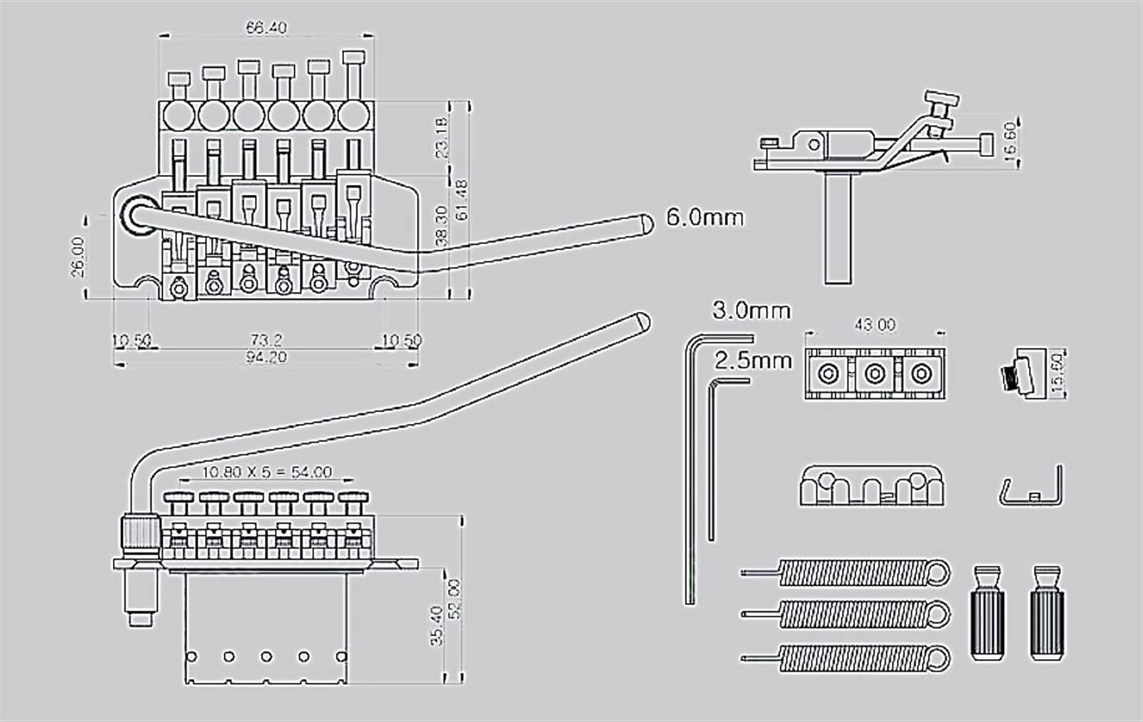 Chrome Electric Guitar Tremolo Bridge System - Double Locking Guitar Parts for Enhanced Stability & Sustain | Perfect for Rock, Metal & Shredding Performances