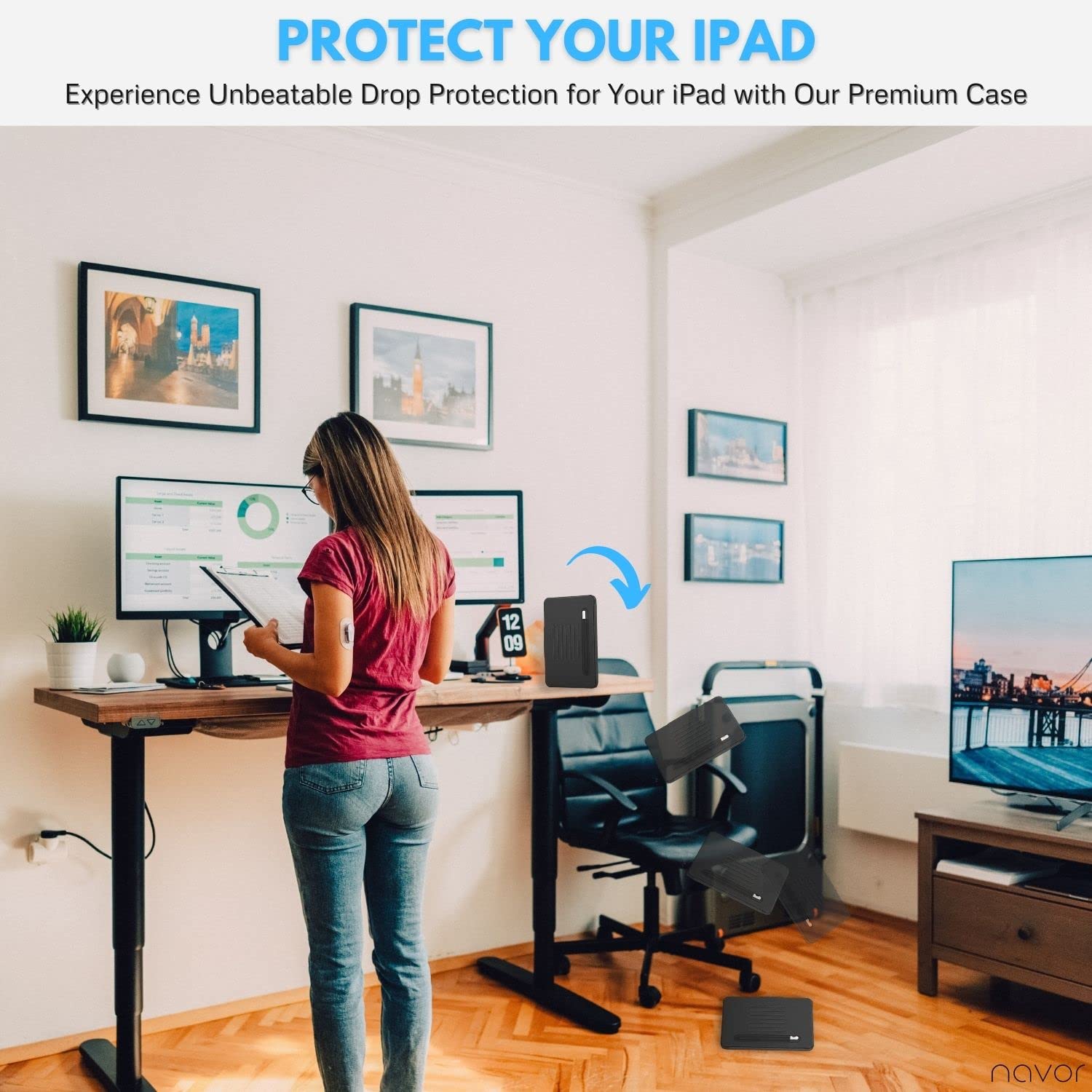 Navor Smart Case for iPad Air 5 (2022) & Air 4 (2020) 10.9 Inch - Also Compatible with iPad Pro 11 (2018/2020/2021) - Shockproof Magnetic Stand Cover with Multiple Viewing Angles - Perfect for Work, Study and Entertainment
