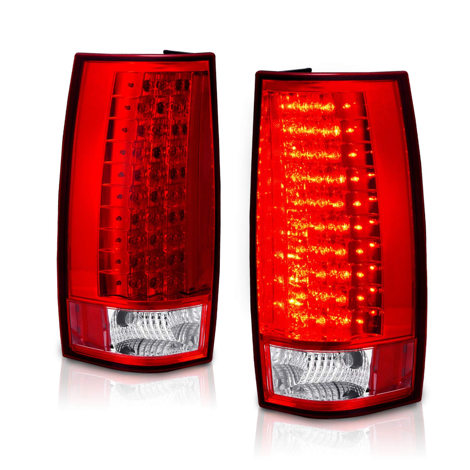 2007-2014 Chevy Tahoe Suburban GMC Yukon XL LED Tail Lights Assembly Pair - Rosso Red Replacement for Passenger & Driver Side | Enhanced Visibility & Style Upgrade