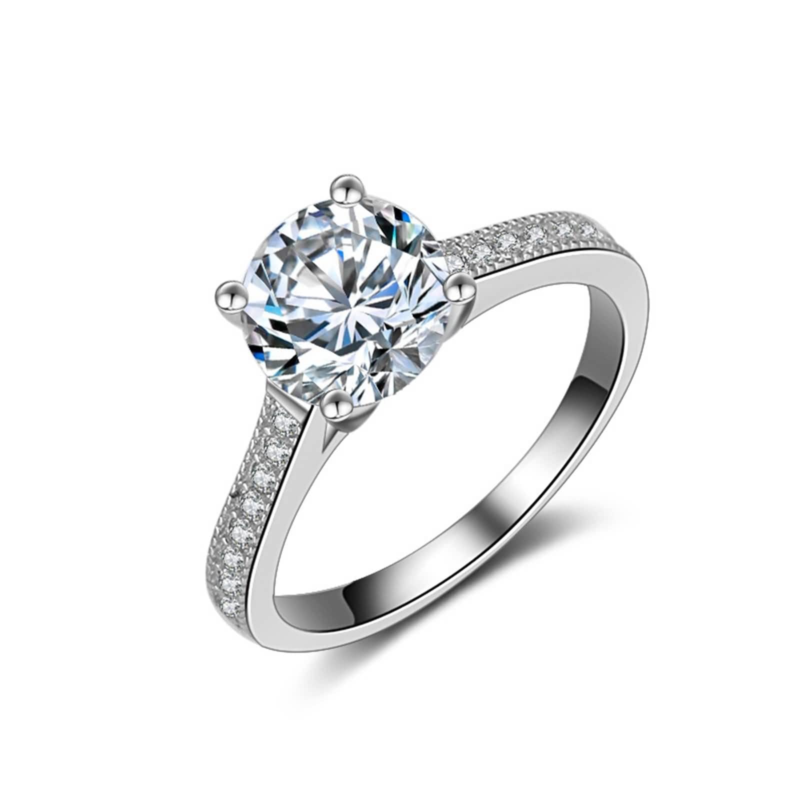 Elegant Women's Wedding Ring - 925 Sterling Silver Cubic Zirconia Diamond Ring with 4-Prong Setting | Perfect Engagement, Anniversary & Valentine's Day Gift for Her | Ideal for Weddings, Proposals & Special Occasions