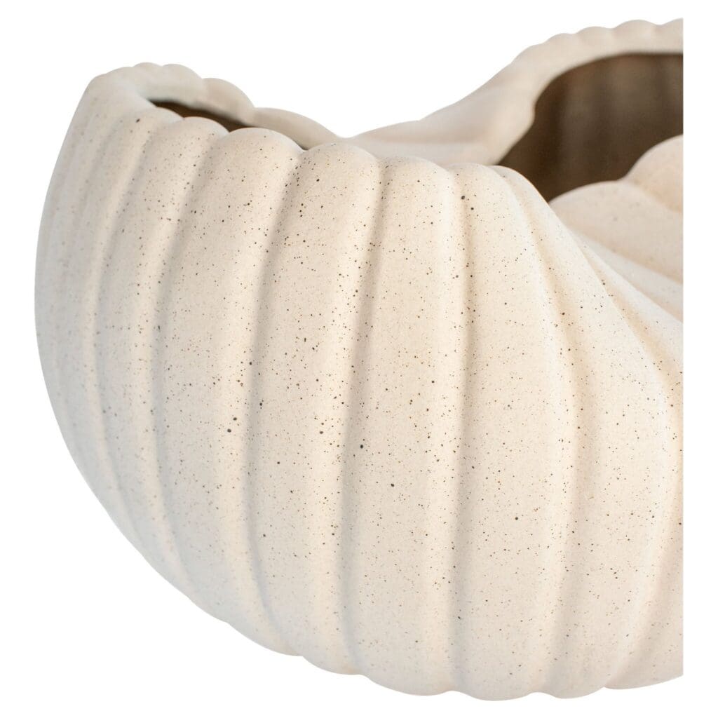 Cyan Design 11777 Organic Ribbed Bowl - Handcrafted Grainy White Ceramic Bowl for Home Decor, Kitchen & Dining | Perfect for Fruit, Salad, Snacks & Centerpieces