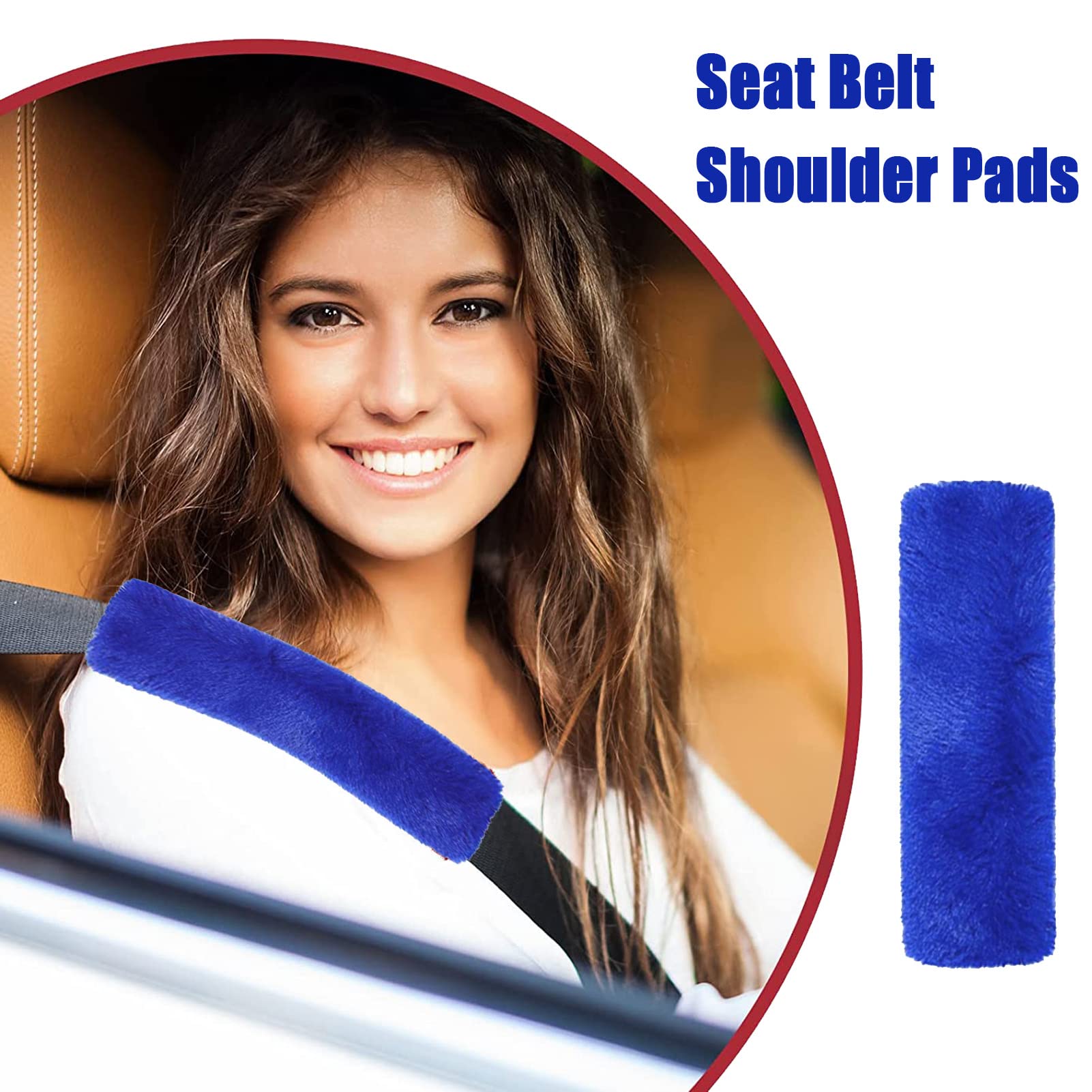 6pcs Fluffy Steering Wheel Cover Set for Women with Shoulder Straps, Faux Fur Keychain & Bling Car Coasters, Universal 15Inch Royal Blue Car Interior Decor for Winter Comfort & Stylish Driving