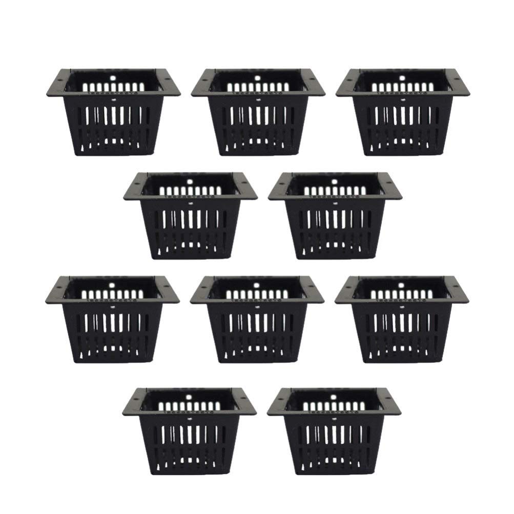 10-Pack Black Plastic Garden Net Cups - Slotted Mesh Planter Pots for Hydroponics, Nursery, and Indoor/Outdoor Plants | Ideal for Hydroponic Systems, Seed Starting, and Vertical Gardening