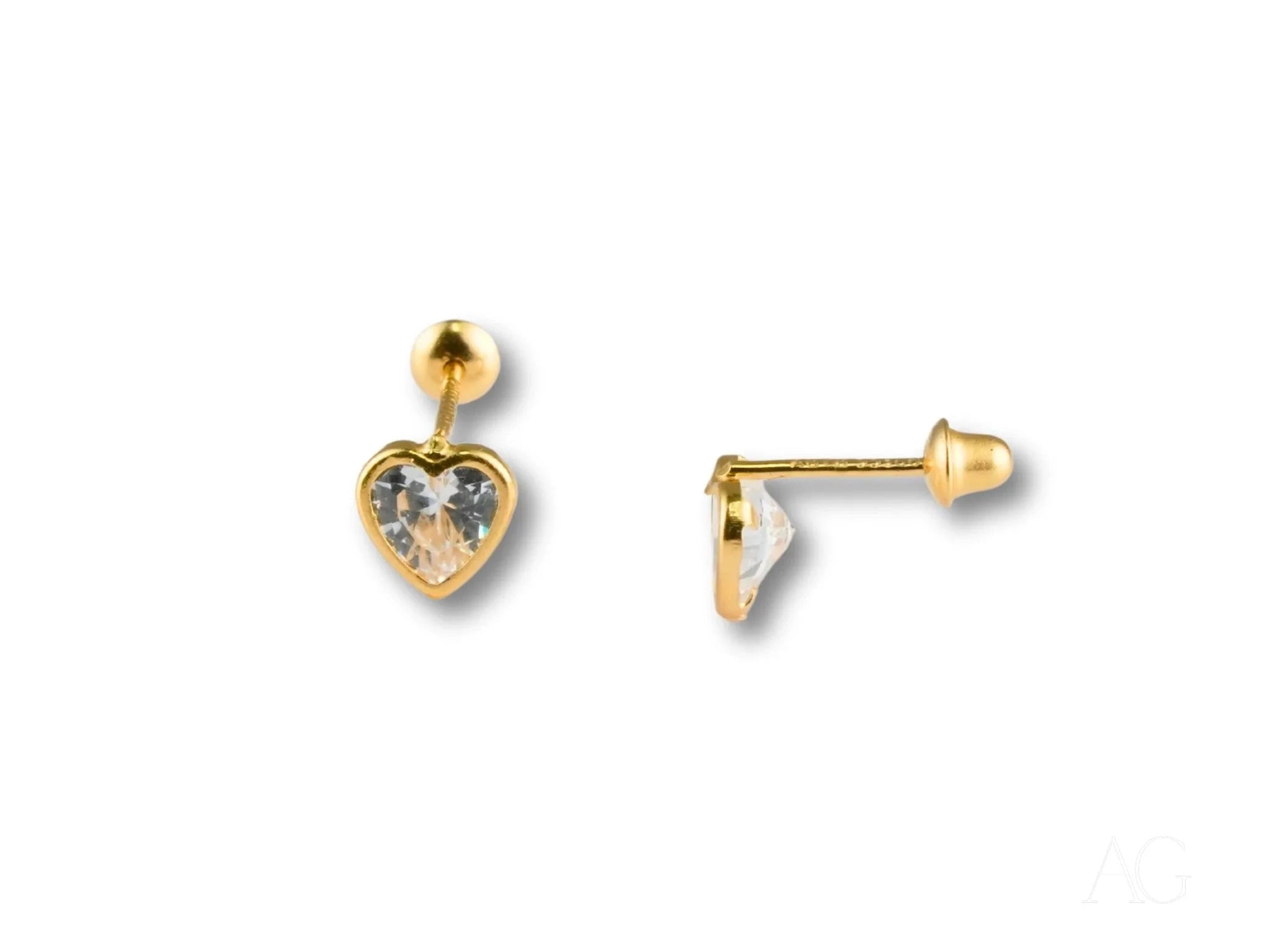 18k Gold CZ Heart Earrings - Sparkling Crystal Heart Studs for Women | Perfect for Valentine's Day, Anniversary Gifts & Romantic Occasions