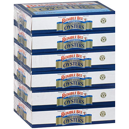 BUMBLE BEE Smoked Oysters 3.75oz (6-Pack) - Keto, High Protein, Gluten Free - Perfect for Snacks & Salads