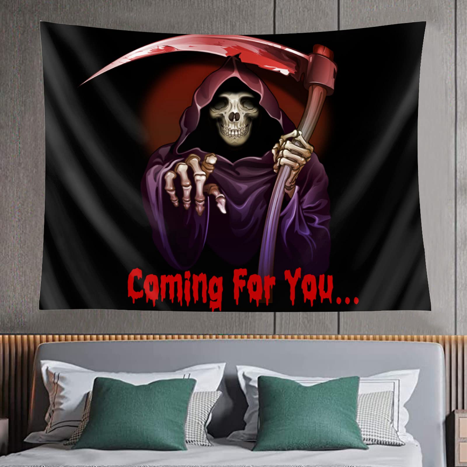 Creepy Halloween Tapestry - Spooky Aesthetic Wall Hanging Decor for Bedroom, Living Room & Home - Gothic Horror Art for Halloween Party Decorations & Seasonal Home Decor