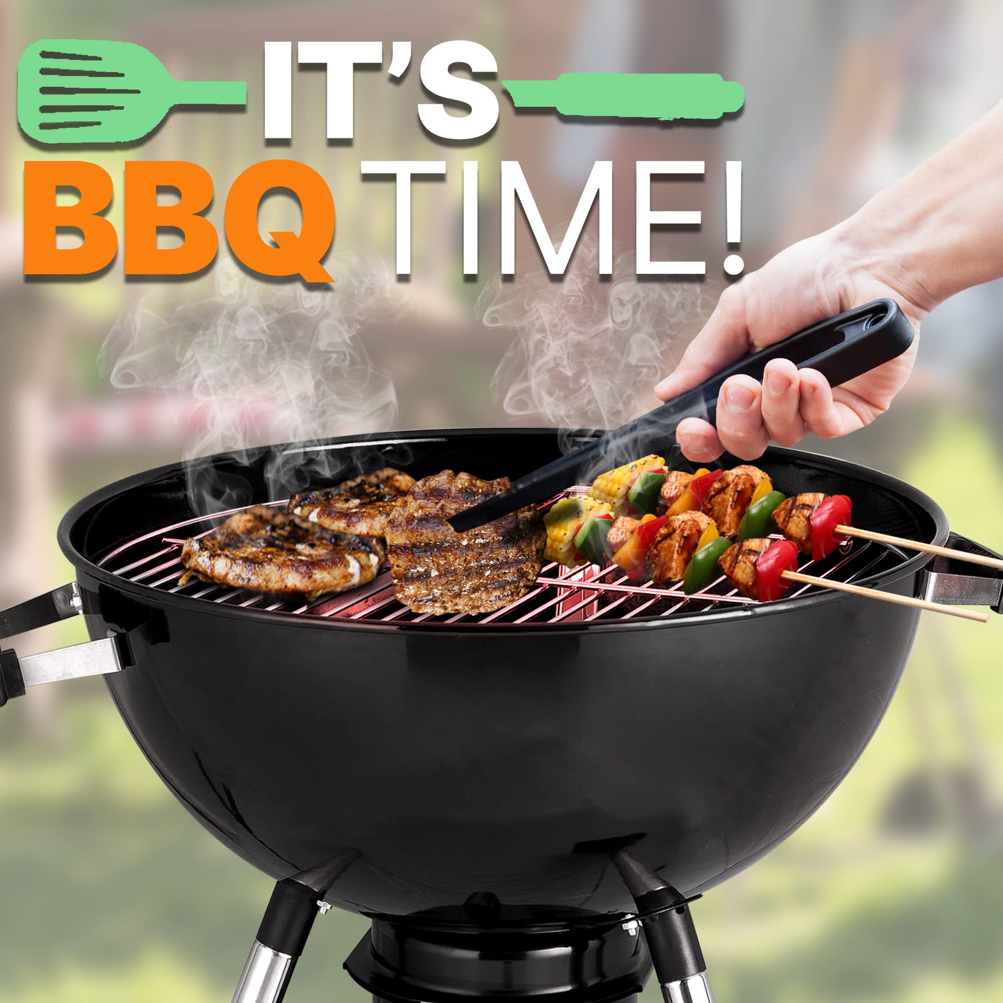 NutriChef Portable Outdoor Charcoal BBQ Grill - Compact Barbecue Smoker with Cover for Backyard, Camping, Picnics & Tailgating | Perfect for Grilling Burgers, Steaks & Vegetables at Home or On-The-Go
