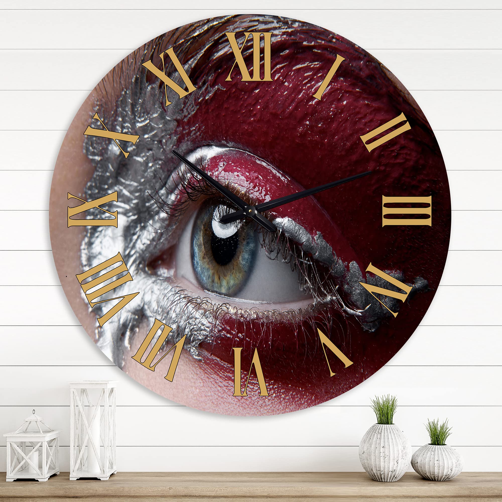 DesignQ Modern Large Wall Clock - Stylish Retouched Photo Design for Bedroom, Living Room, Office & Home Decor