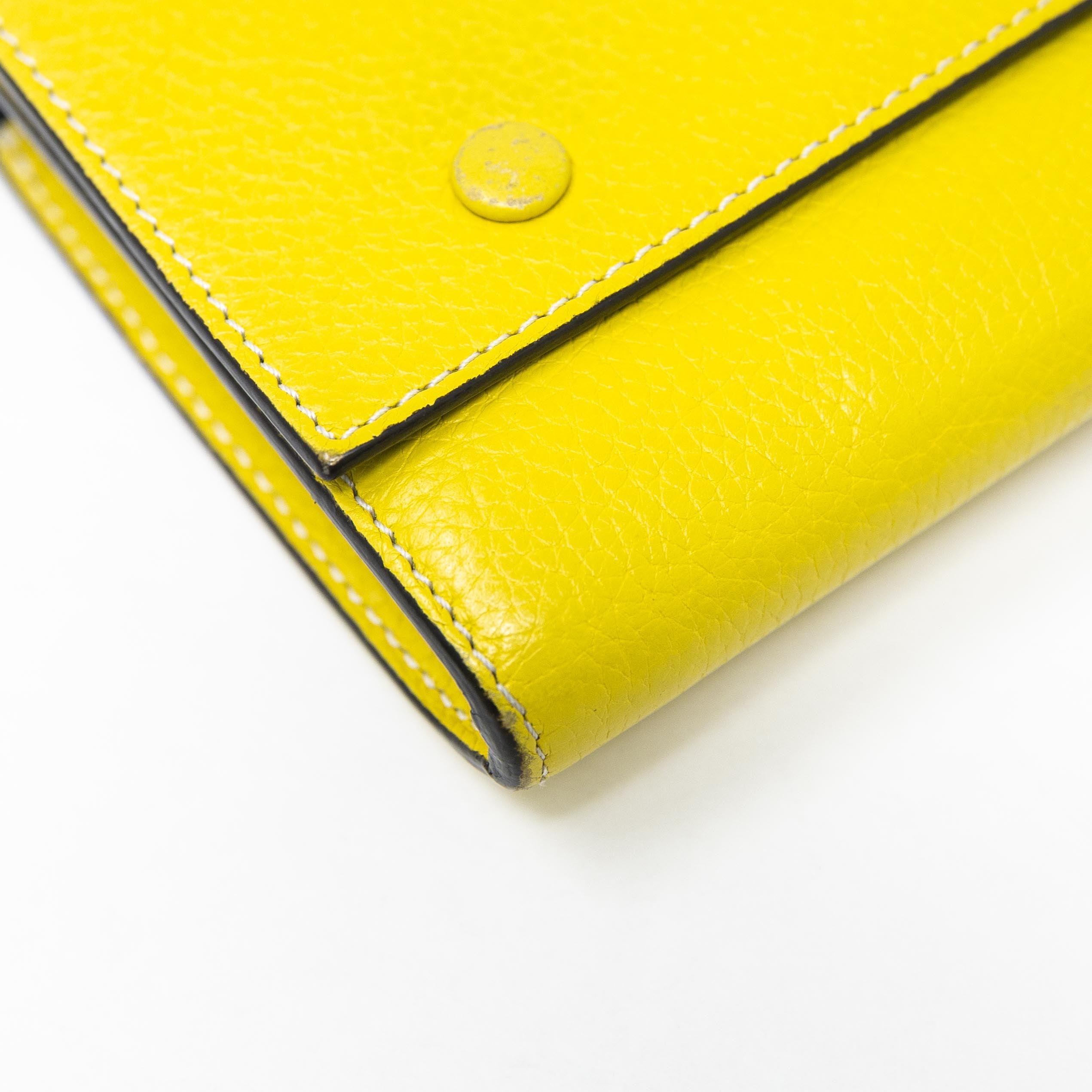 Celine Yellow Leather Long Wallet for Women - Stylish & Spacious Designer Wallet for Everyday Use & Travel