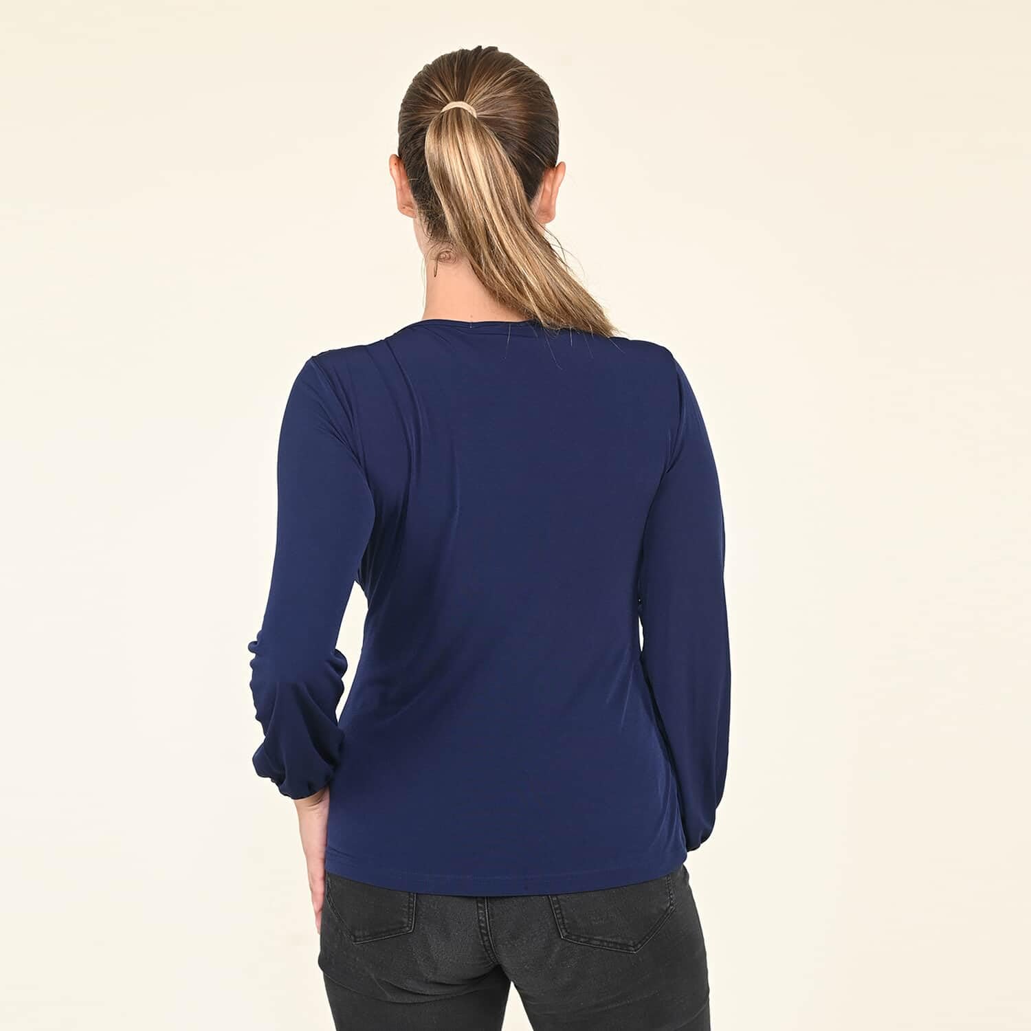 SHOP LC DELIVERING JOY TAMSY Women's Navy Blue Long Sleeve Blouse - Breathable & Quick-Dry Comfort Shirt Size M - Perfect for Work, Office & Casual Wear - Great Birthday Gift for Her