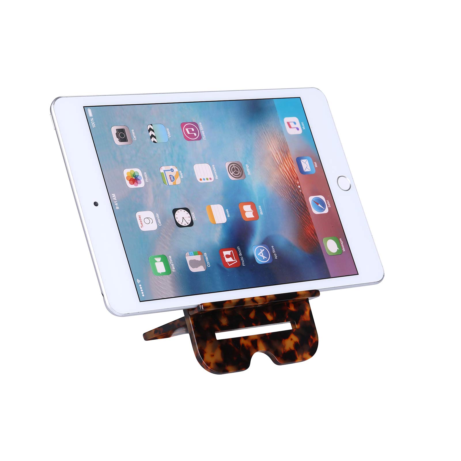 Tortoise-Tone Resin Phone Stand for iPhone, iPad & Samsung - Desk Holder for Office & Home Use