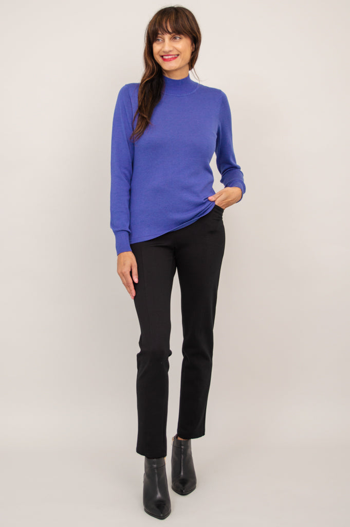 Cameron Sweater for Women - Soft Bamboo Cotton Blend, Deep Blue Cozy Pullover - Perfect for Casual Outings & Relaxing at Home