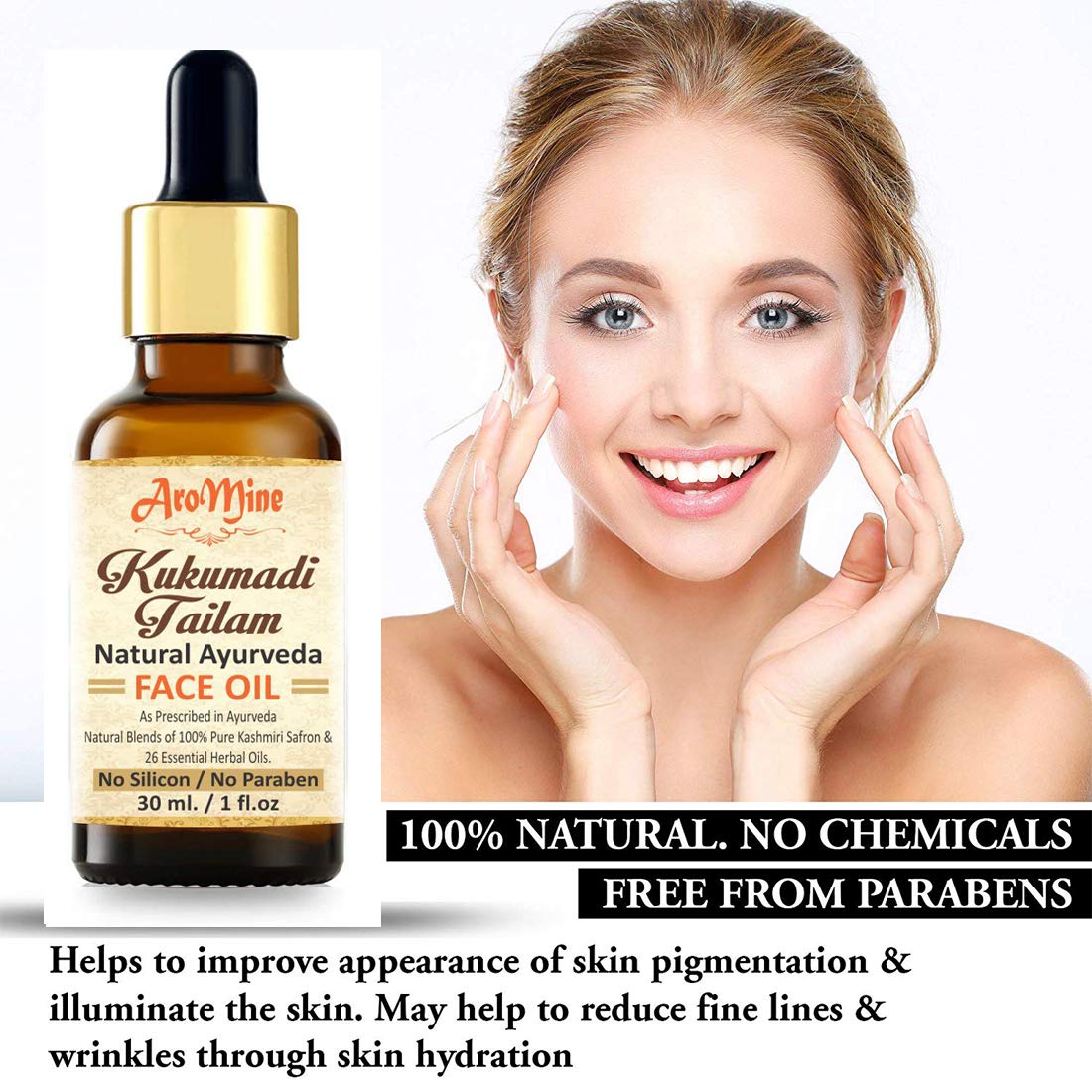 AroMine Ayurvedic Kumkumadi Face Oil - 30ml for Skin Brightening & Glowing | Natural Radiance Booster | Perfect for Daily Skincare & Nighttime Routine