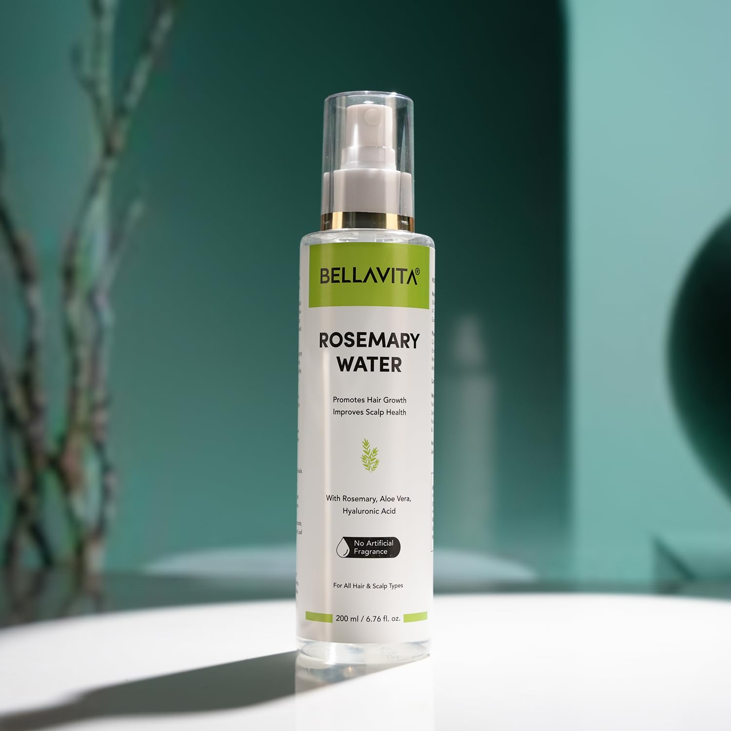 Bellavita Rosemary Water Hair Spray for Frizzy Hair - Adds Shine & Hydration | All Hair Types | 200ml | Perfect for Daily Styling, Heat Protection & Hair Revitalization