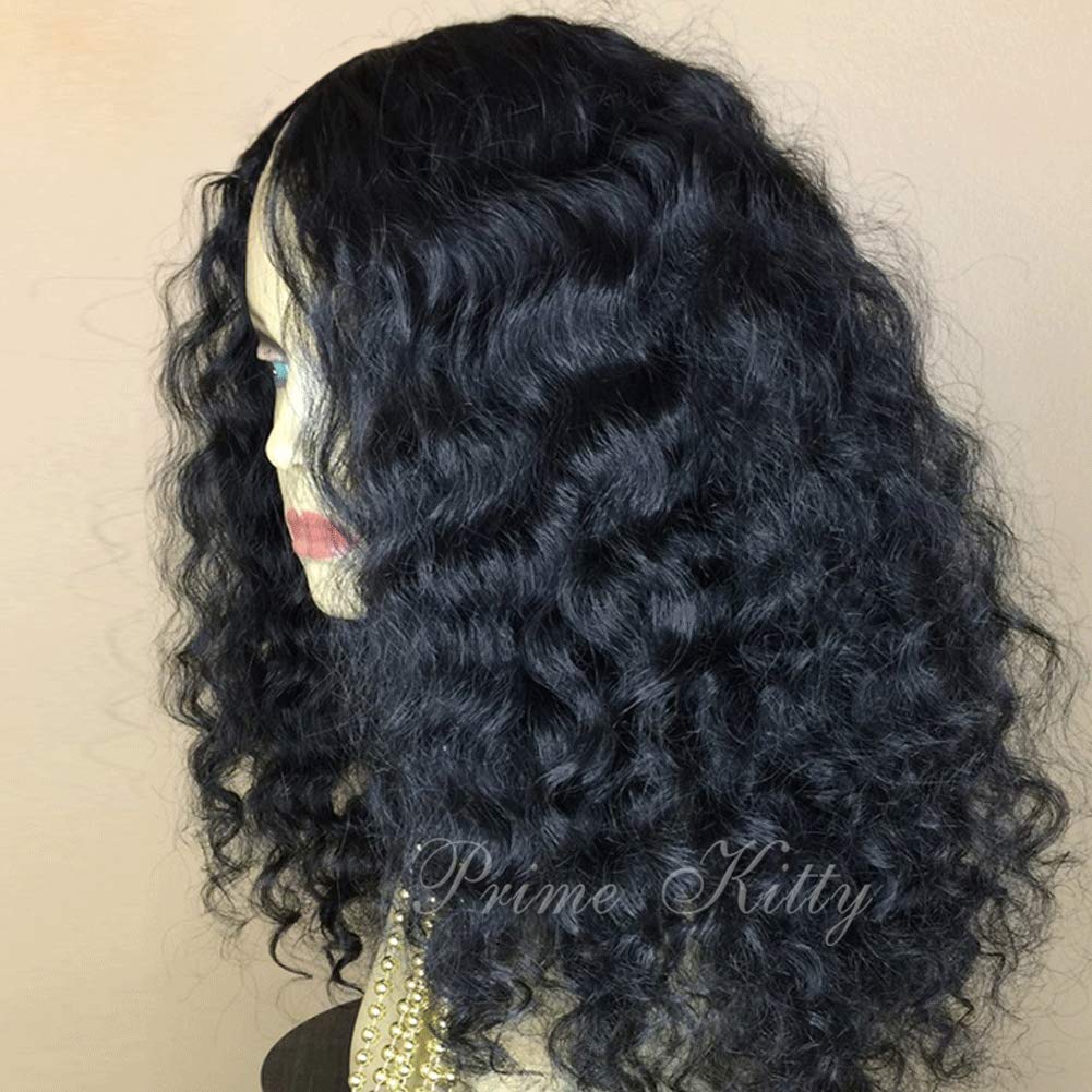 9A 2X4 U Part Wigs Human Hair for Black Women - Kinky Curly Brazilian Virgin Human Hair Wig with Baby Hair | 180% Density Glueless Wavy Wig (20 Inch, Natural Color) | Perfect for Daily Wear, Parties & Protective Styling