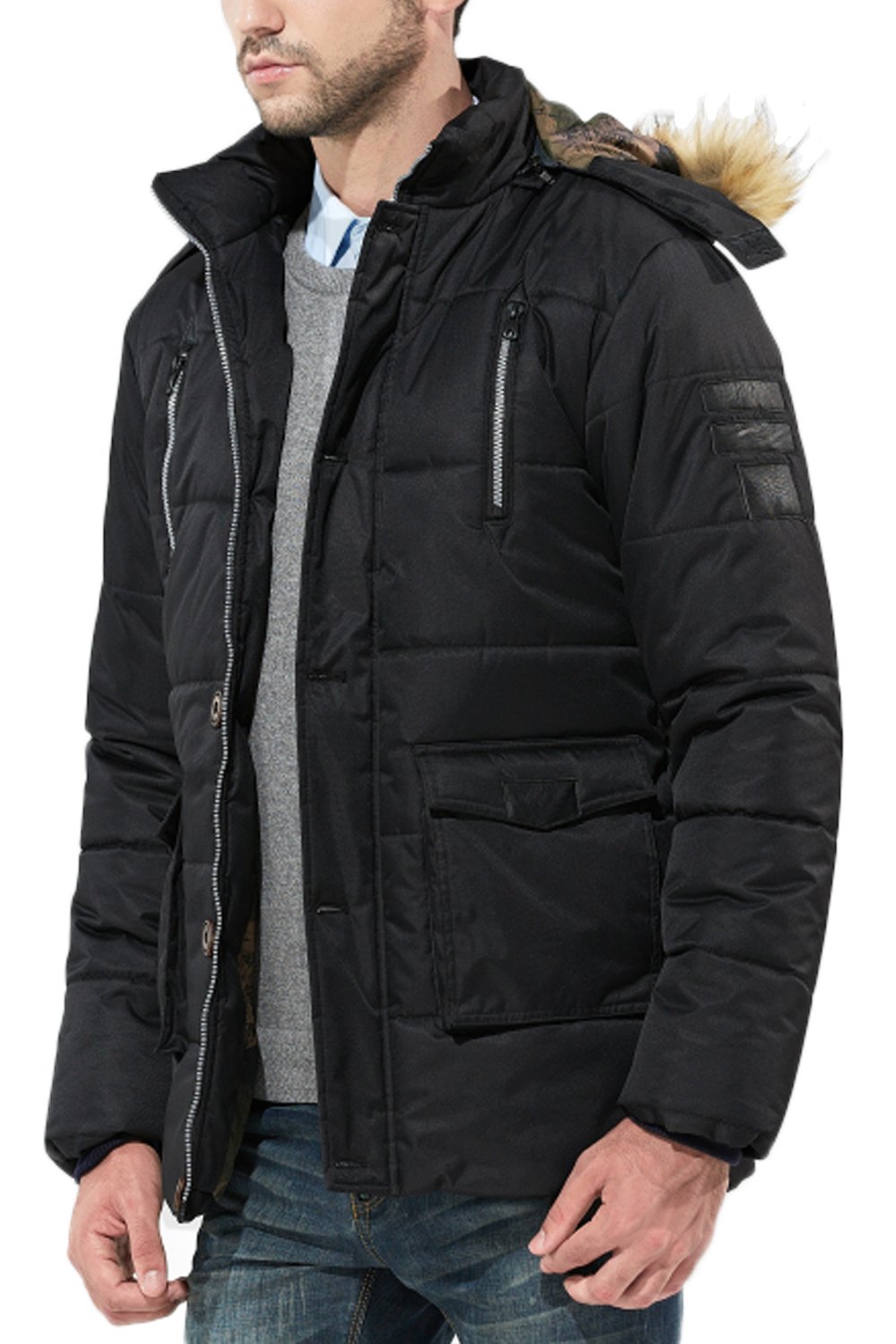 Mr.Stream Men's Winter Mid-Length Coat with Hood - Faux Fur Lined Windbreaker Jacket for Cold Weather | Warm Parka for Outdoor Activities & Daily Commute