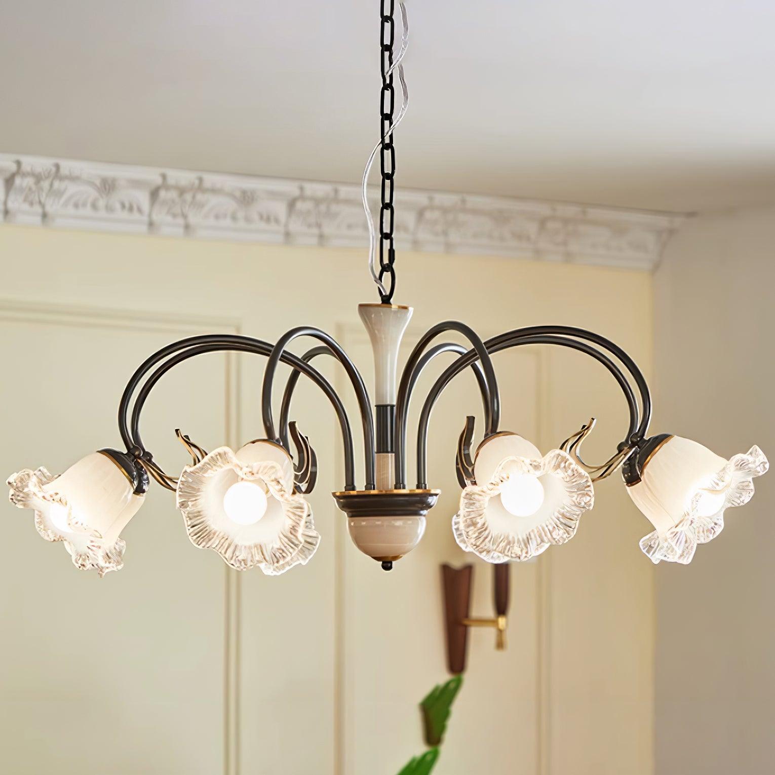 Elegant Luce Black Chandelier - Modern Crystal Ceiling Light Fixture for Dining Room, Bedroom & Living Room Decor