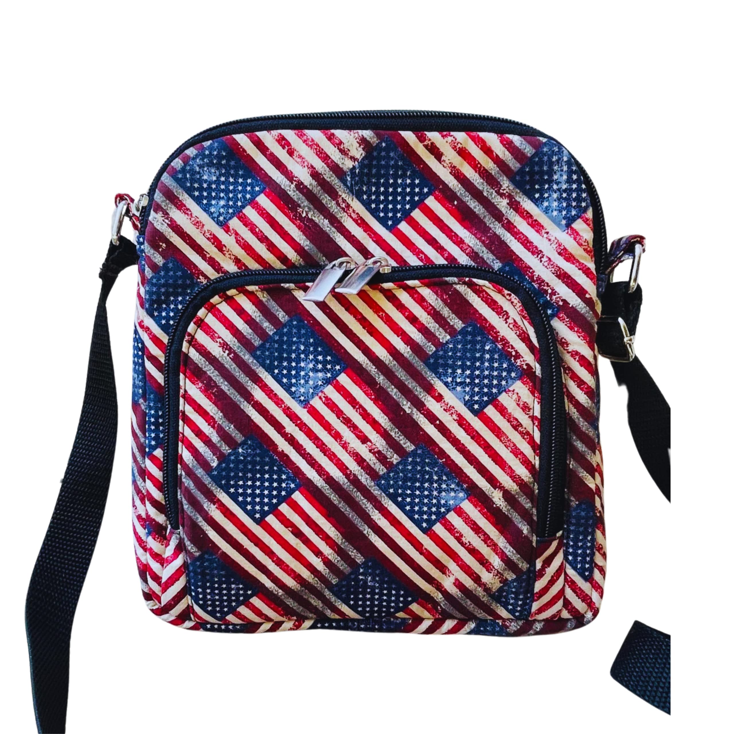 USA Patriotic Crossbody Bag - American Flag Stars & Stripes Canvas Sling Purse for Women - 4th of July Accessories - Old Glory Phone Bag - Perfect for Independence Day Celebrations, Concerts & Patriotic Events