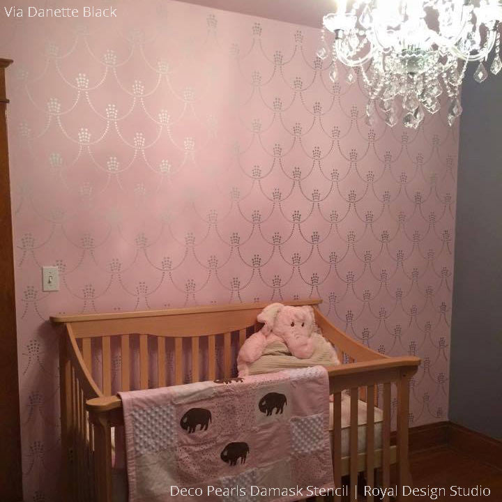 Deco Pearls Damask Wall Stencil - Reusable DIY Painting Template for Home Decor, Accent Walls, and Furniture Makeover | Perfect for Bedrooms, Living Rooms, and Craft Projects