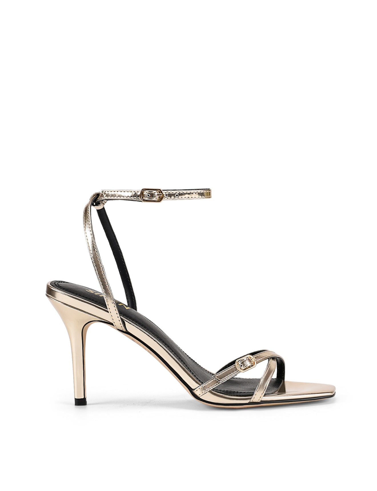 Niah Strappy Sandals - Gold Mirror Metallic Leather Women's Dress Sandals for Wedding, Party & Evening Wear | Comfortable Heels for Special Occasions