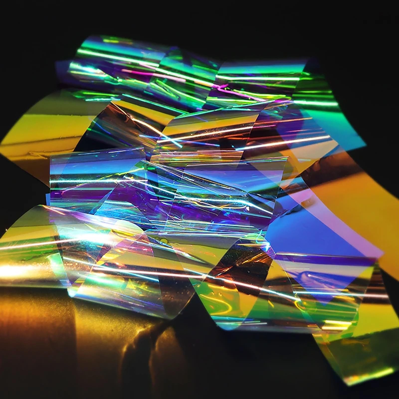 20 Sheets Iridescent Cellophane Nail Foils - Holographic Aurora Glass Broken Nail Art Stickers for DIY Manicure, Nail Salon & Party Nail Designs - Reflective Neon Nail Decoration for Gel Polish & Acrylic Nails