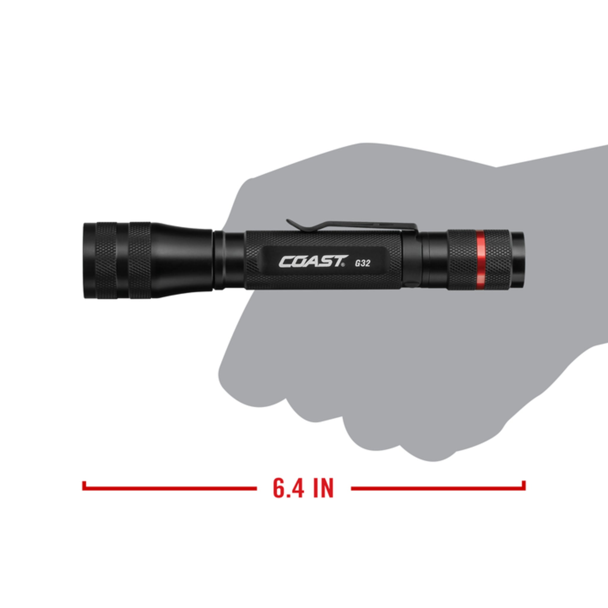 Coast® G32 Pure Beam Focusing Flashlight - 355 Lumens, 132M Beam, IP54 Waterproof, Adjustable Focus, 19-Hour Runtime, Durable Aluminum Body - Perfect for Camping, Hiking, Emergency & Outdoor Activities
