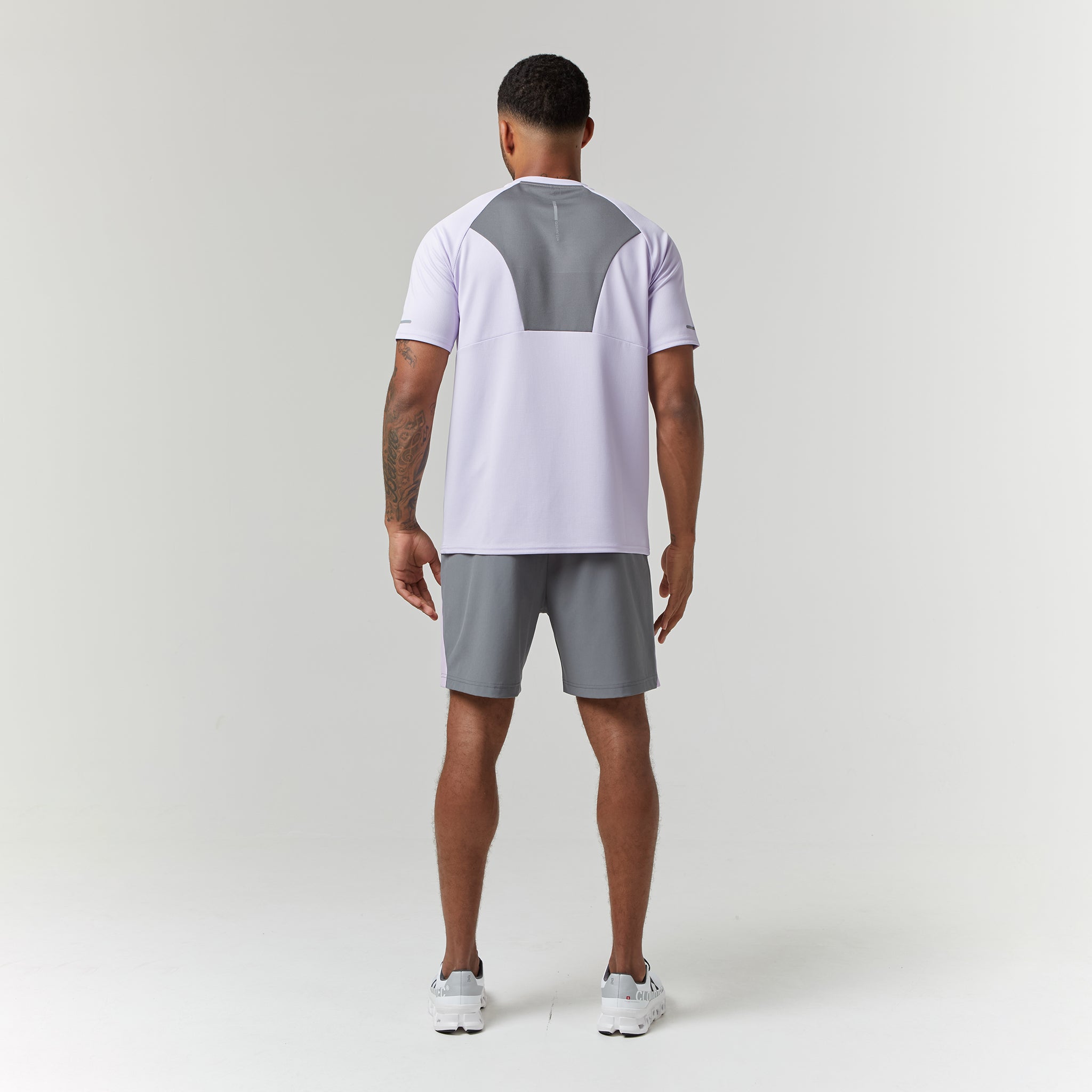 Lilac and Grey Striped Cut & Sew Twinset for Women - Comfortable Workout and Lounge Set for Yoga, Gym, and Casual Wear