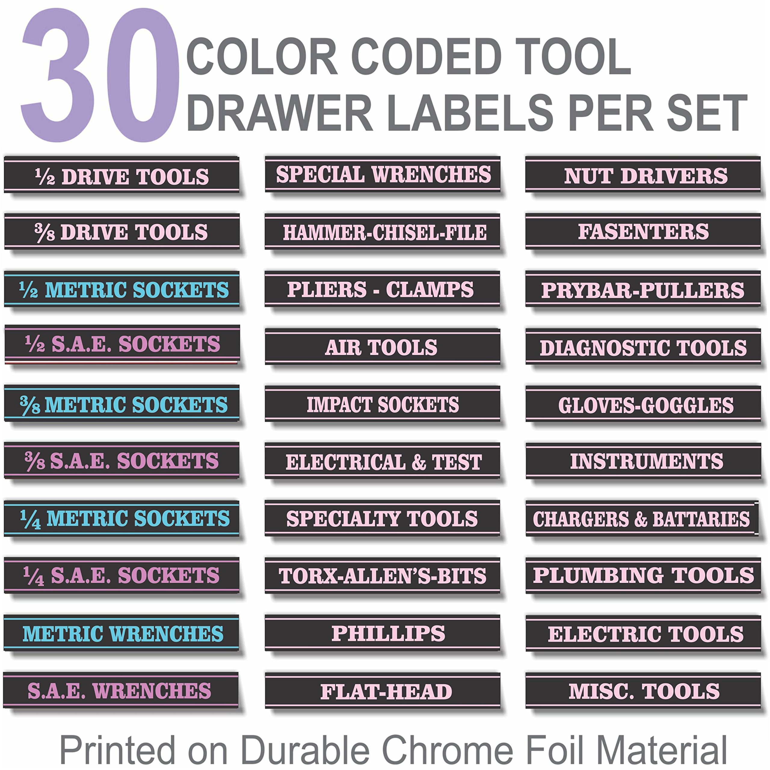 Pink Ladies Edition Adhesive Toolbox Labels - Waterproof DIY Organization Stickers for Tool Box, Garage, Workshop & Craft Room Storage (Set of 50) - Perfect for Home, Office & Industrial Use