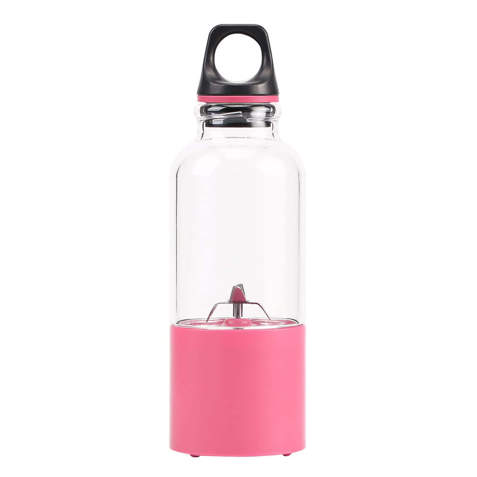 Firlar Portable USB Rechargeable Smoothie Blender - 17oz Personal Blender with Handle for Fresh Juice, Shakes & Ice Crushing - Perfect for Travel, Sports, Gym & Outdoor Activities - Pink Mini Blender Cup