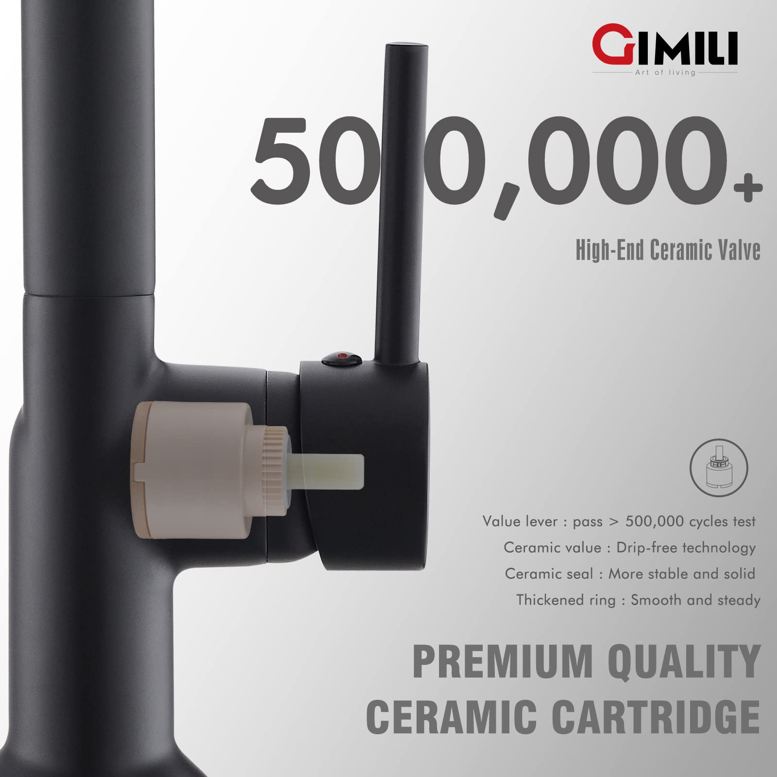 GIMILI Matte Black Kitchen Faucet with Pull Down Sprayer & Soap Dispenser - Single Handle LED Sink Faucet for Modern Kitchens | Perfect for Cooking, Washing Dishes & Food Prep