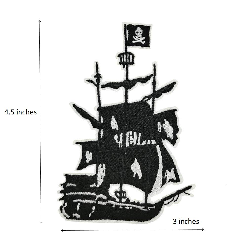 Pirate Ship Embroidered Iron-On Patch - Cute Boat Design for DIY Clothing, Bags & Hats - Perfect for Costumes, Crafts & Gifts